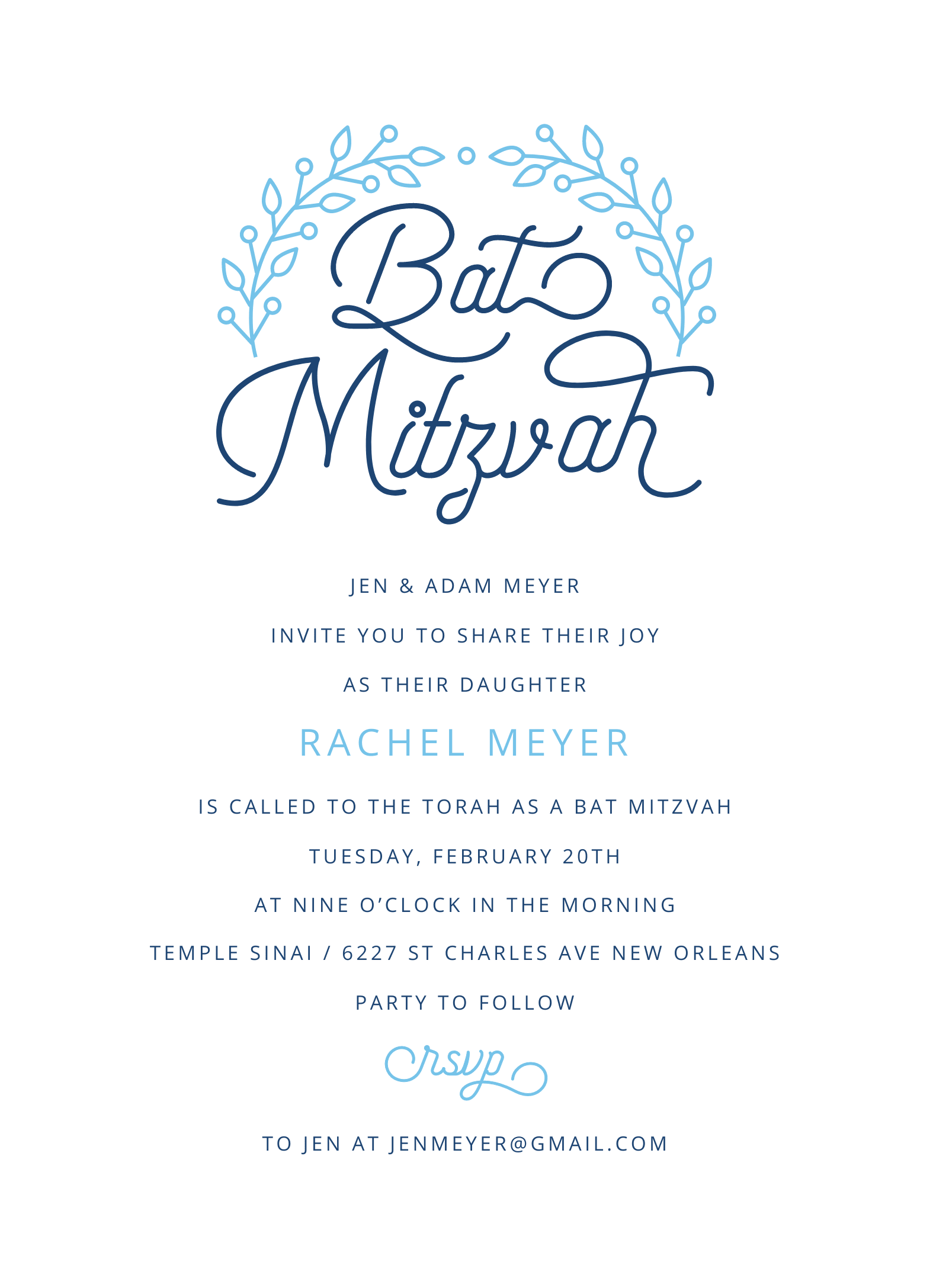 Floral Outline Bat Mitzvah