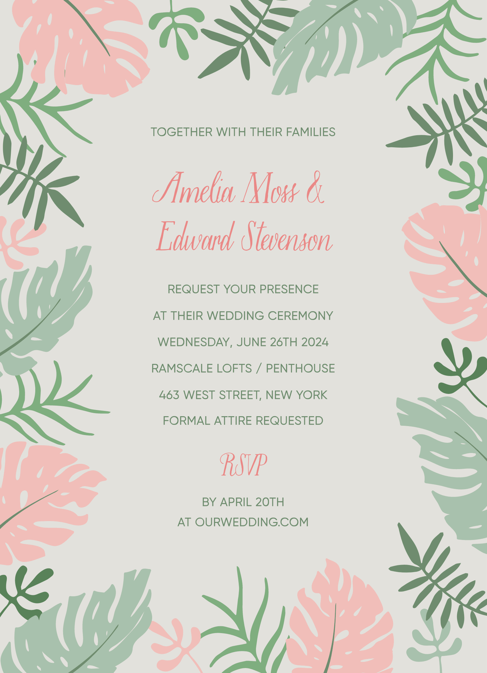 Tropical Leaves Invite