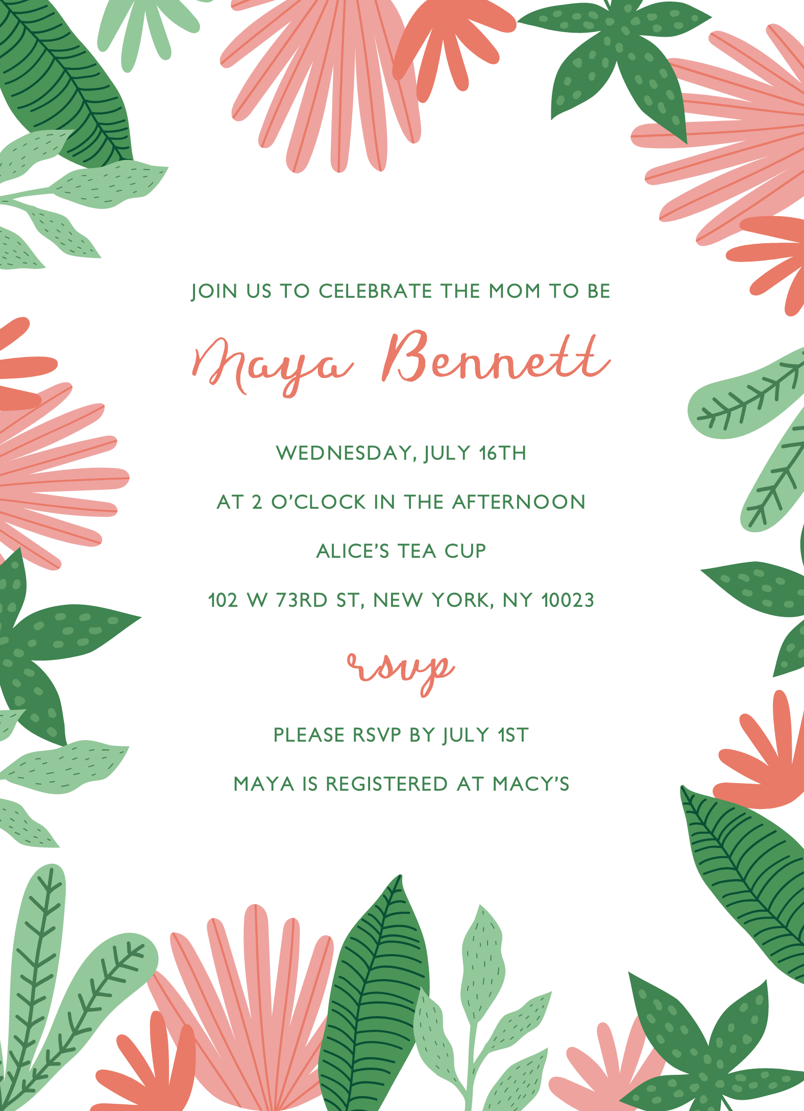 Jungle Leaves Baby Shower