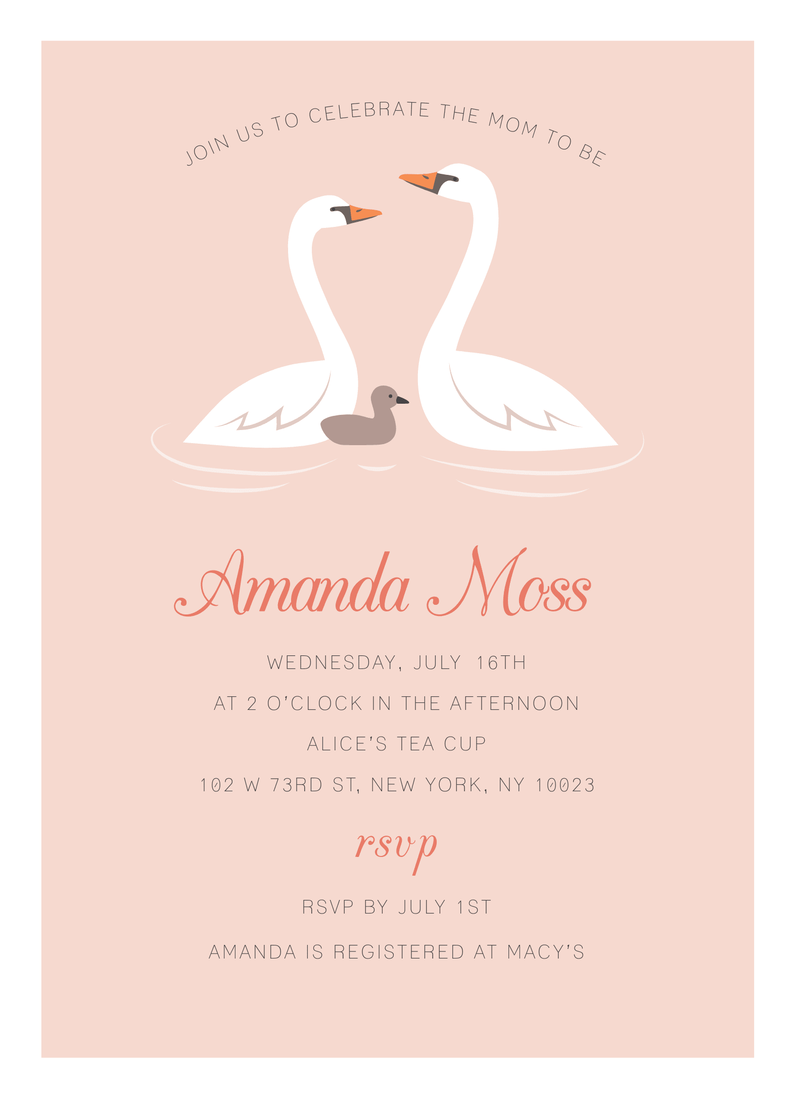 Swan Family Baby Shower