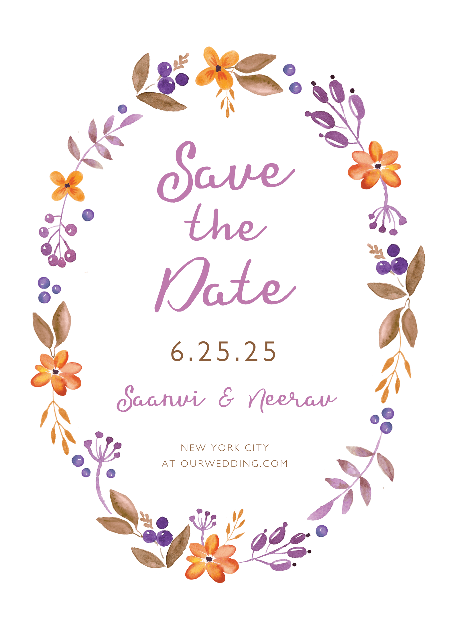 Floral Wreath Save The Date