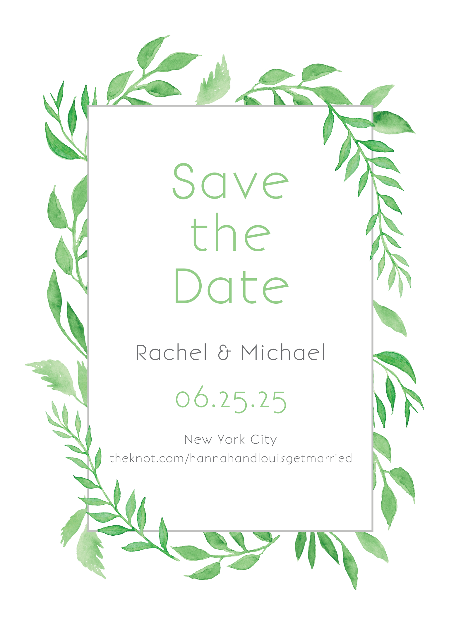 Watercolor Leaves Save The Date