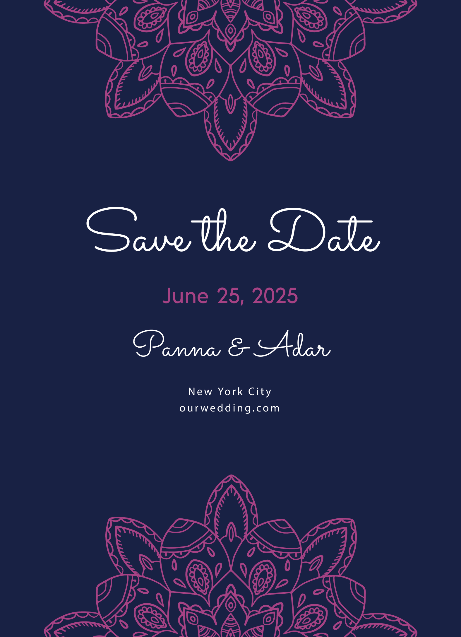 Fuchsia Mandala Save The Date 