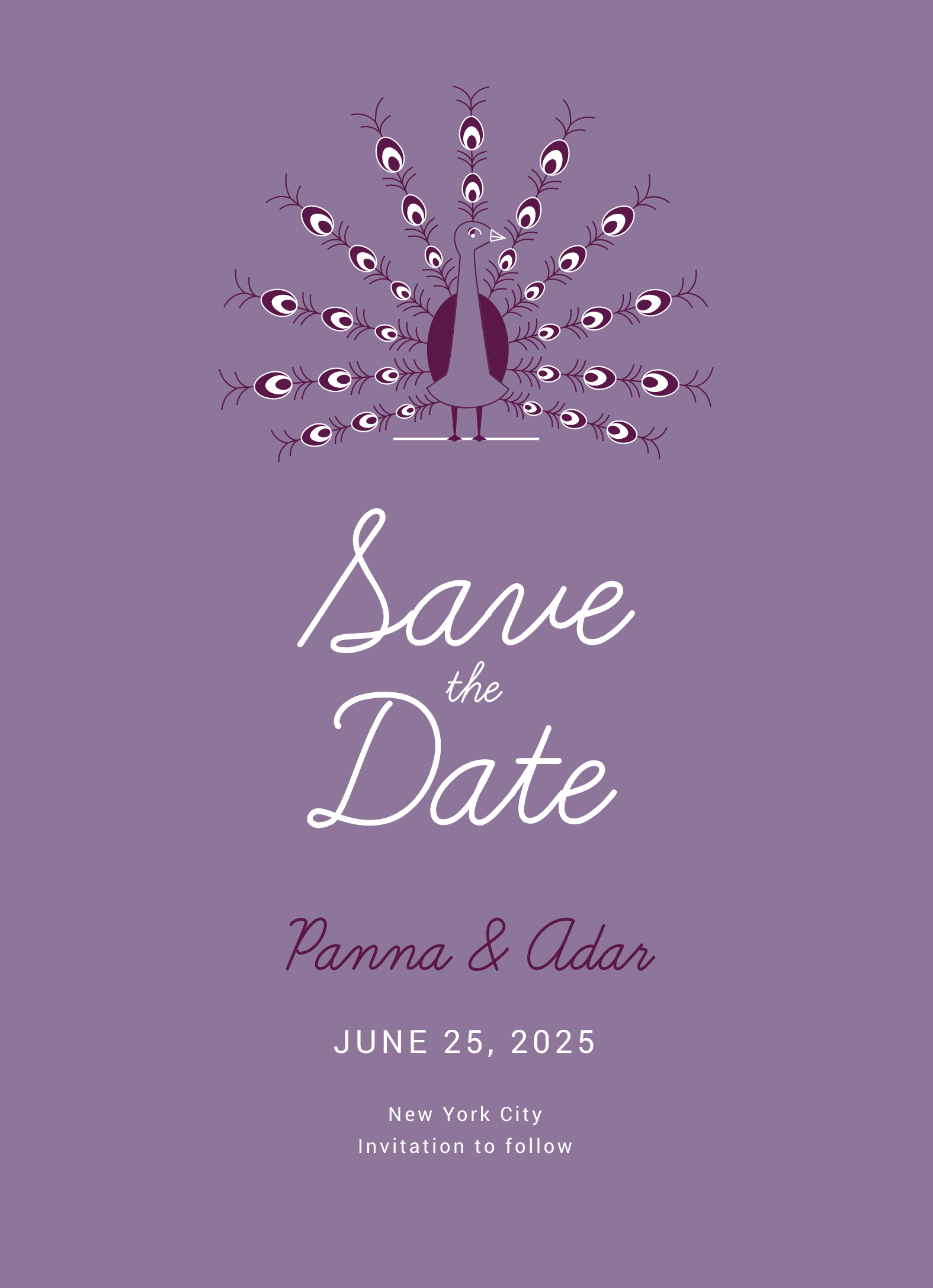 Art Deco Peacock Save The Date