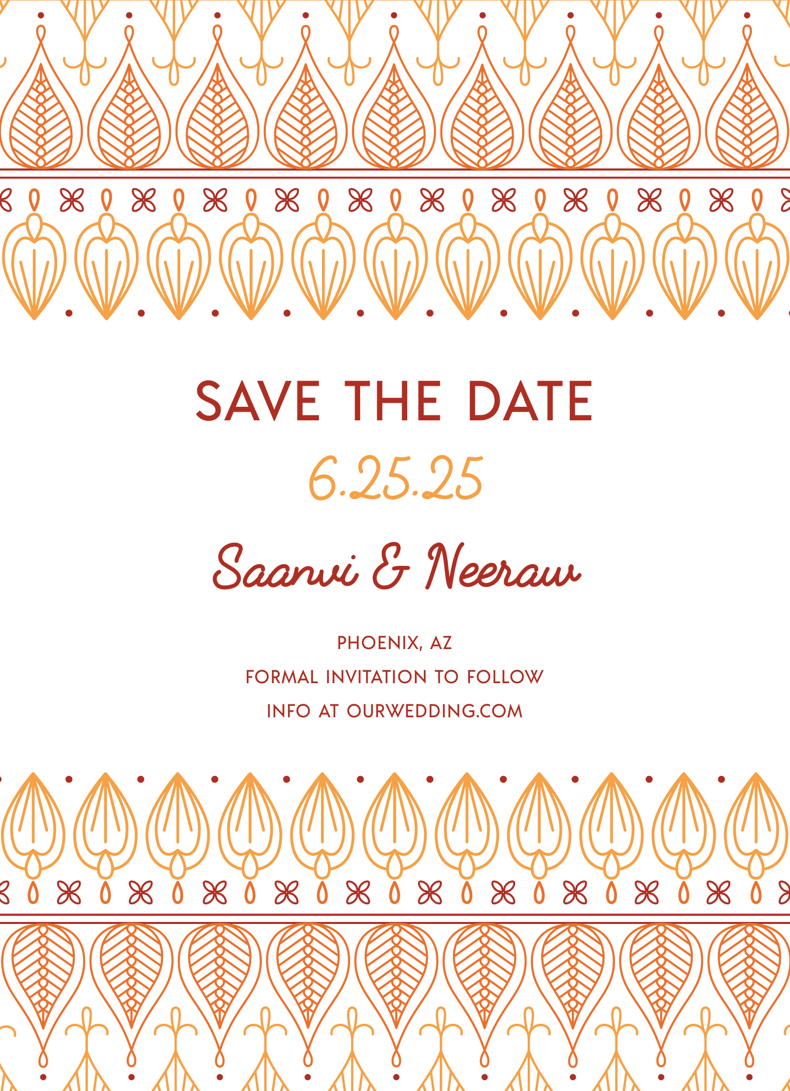 Ochre Ornament Save The Date