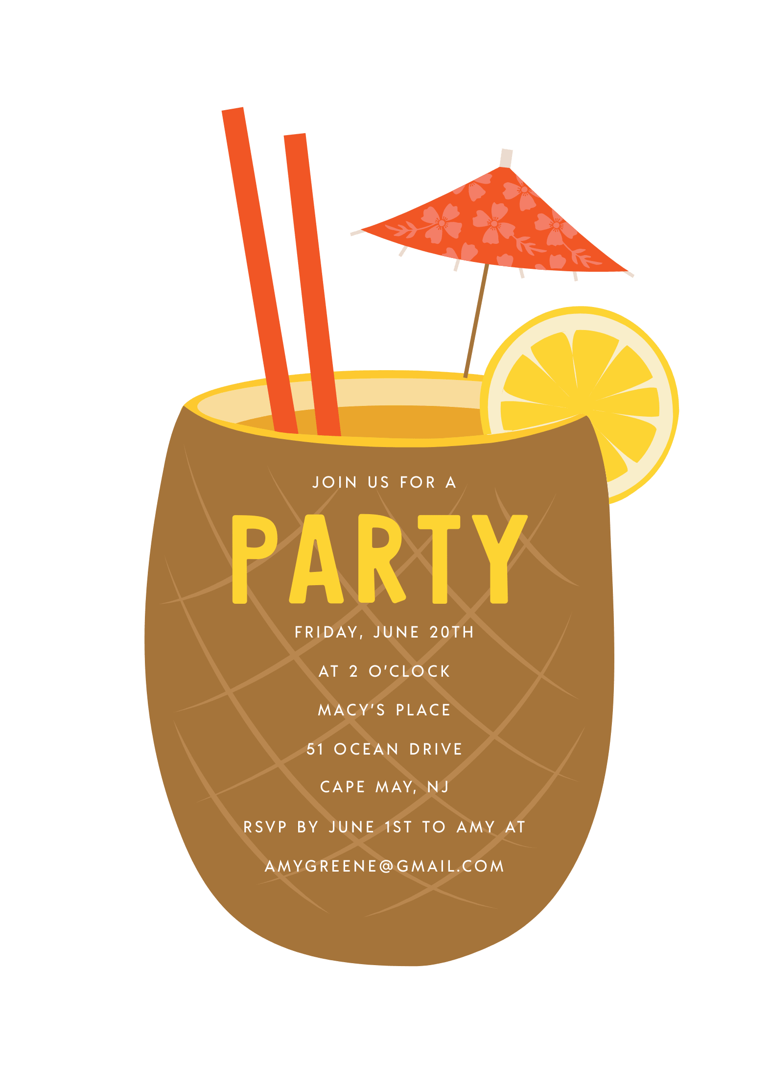 Pineapple Cocktail Invite