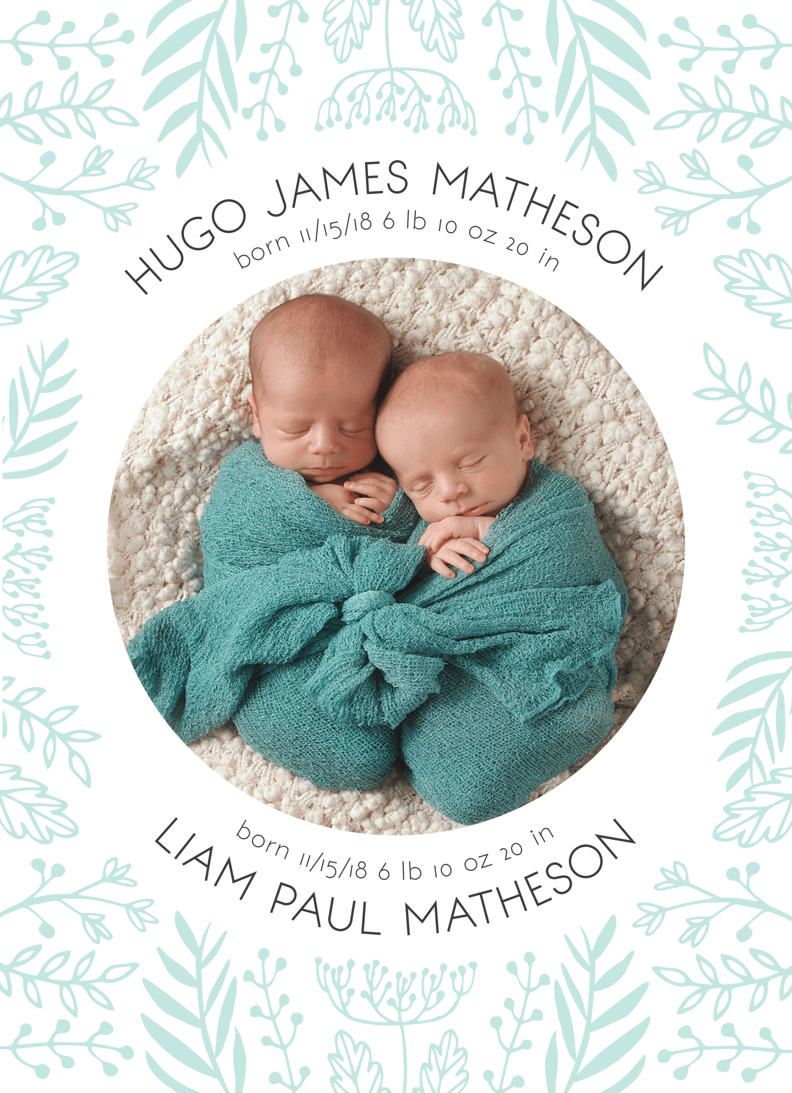 Floral Garden Twins Announcement