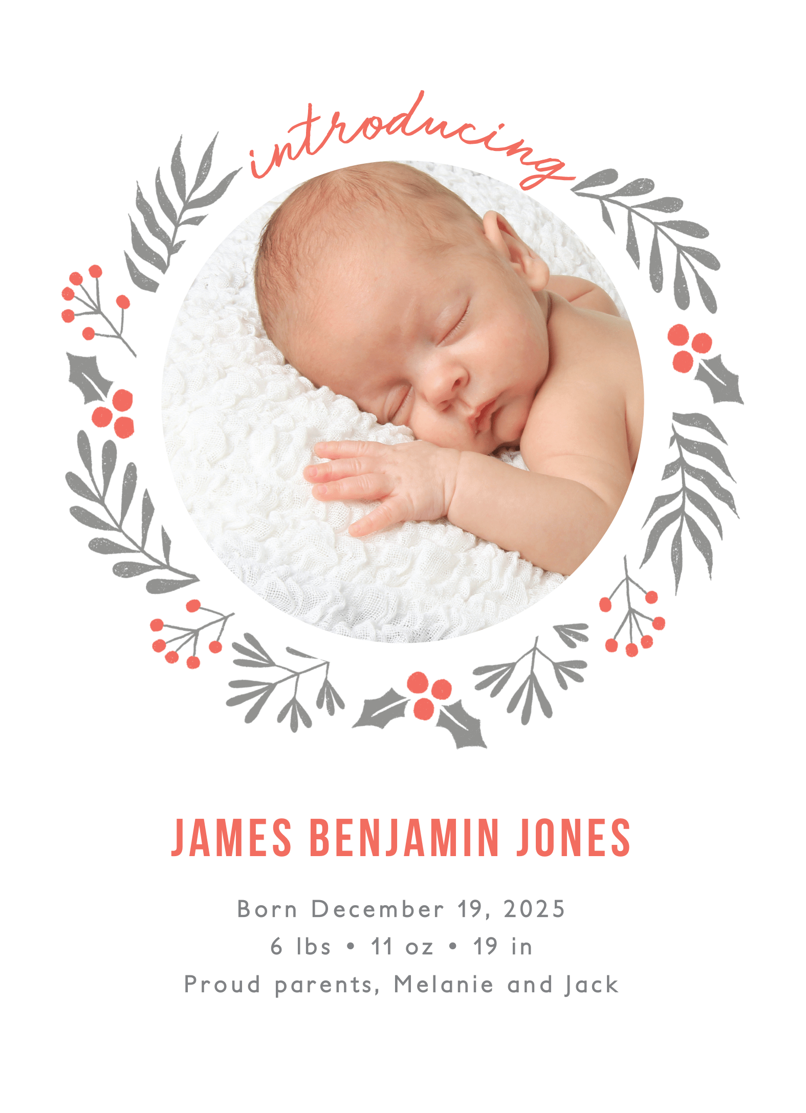 Holly Wreath Announcement 