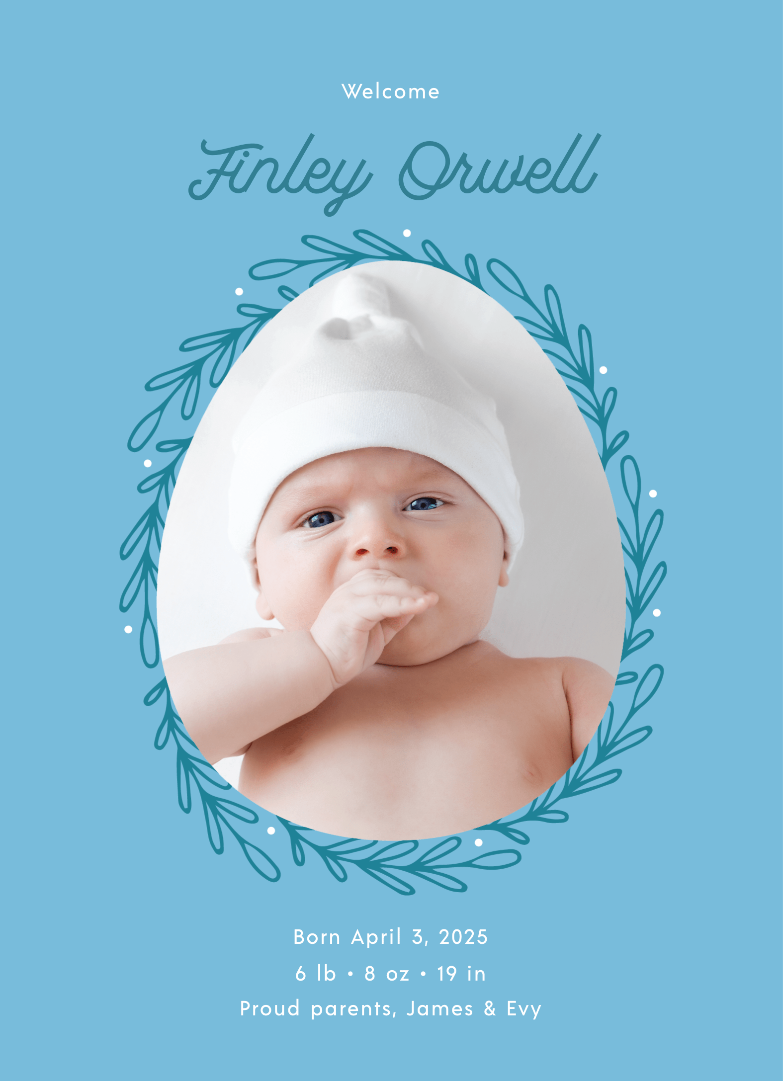 Blue Egg Birth Announcement