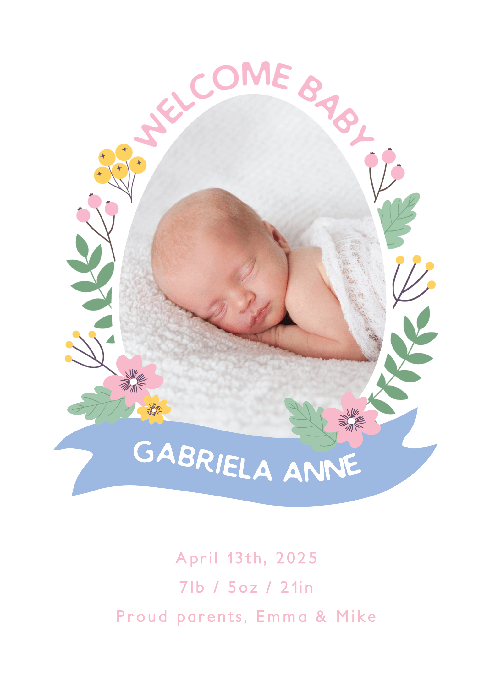 Springtime Egg Birth Announcement