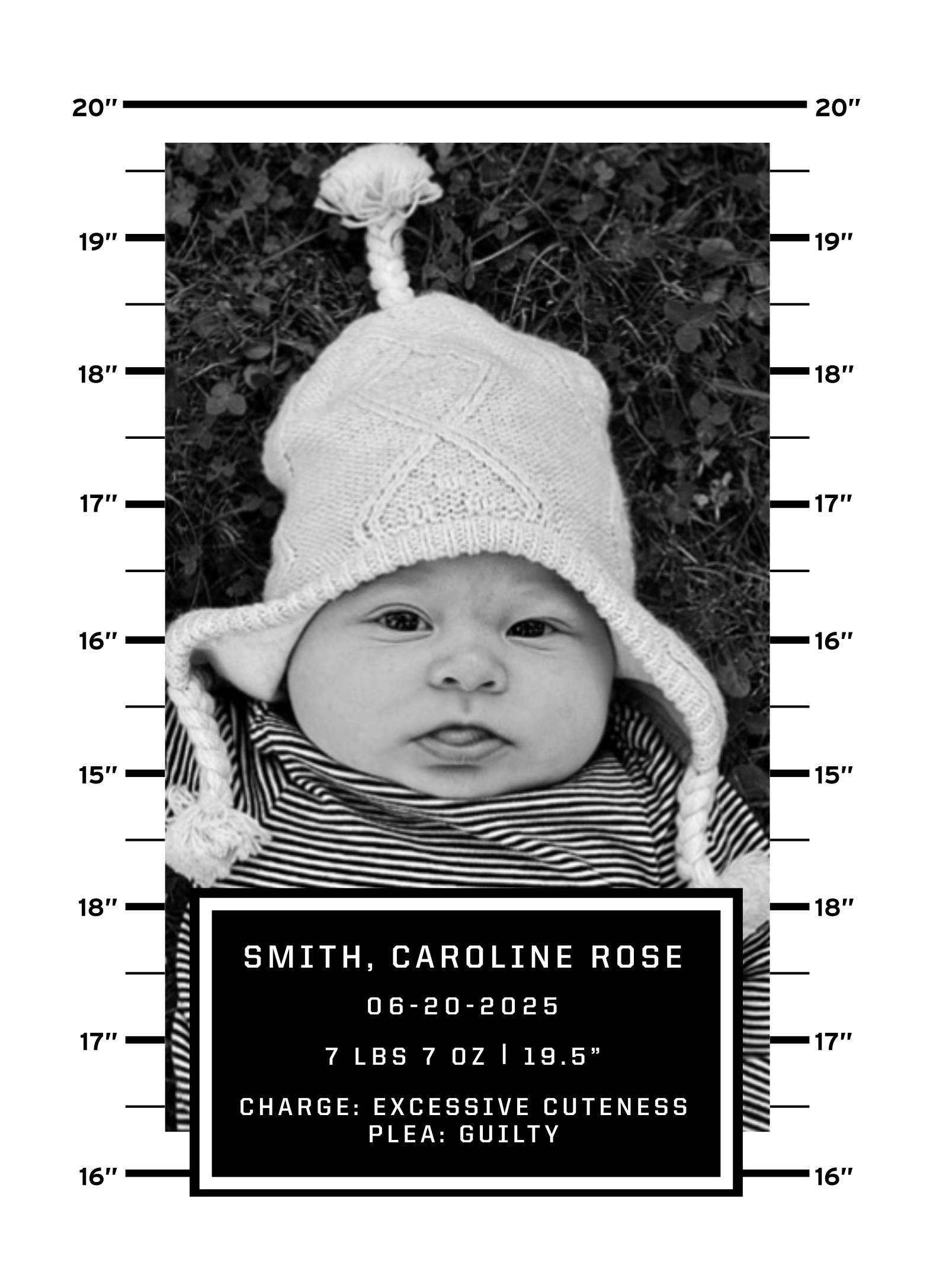 Mug Shot Birth Announcement