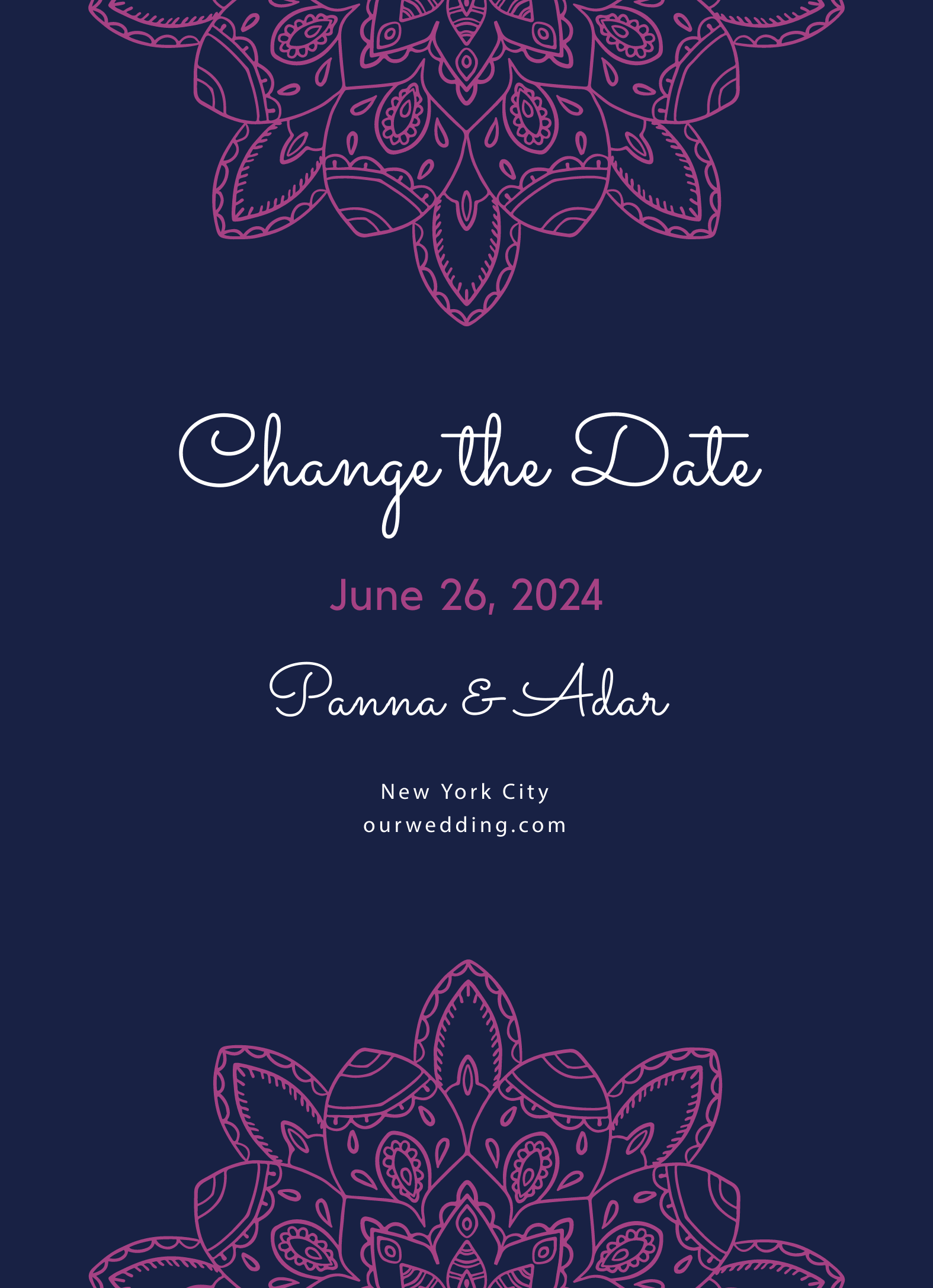 Fuchsia Mandala Change The Date 