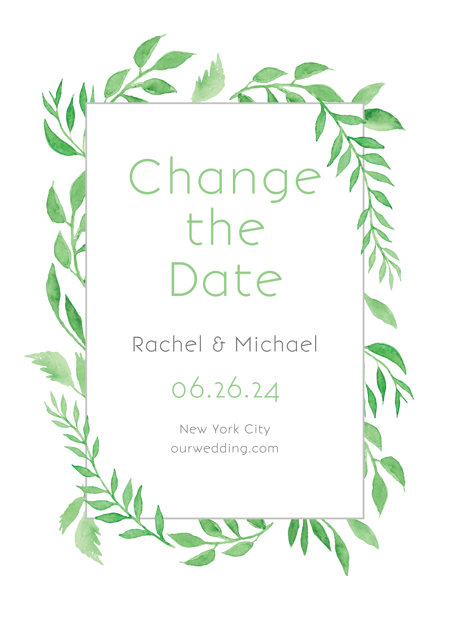 Watercolor Leaves Change The Date