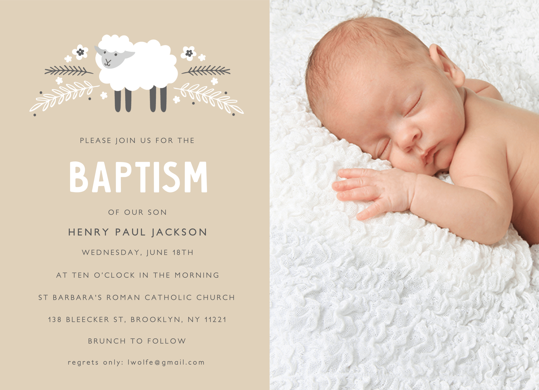Little Lamb Photo Invite