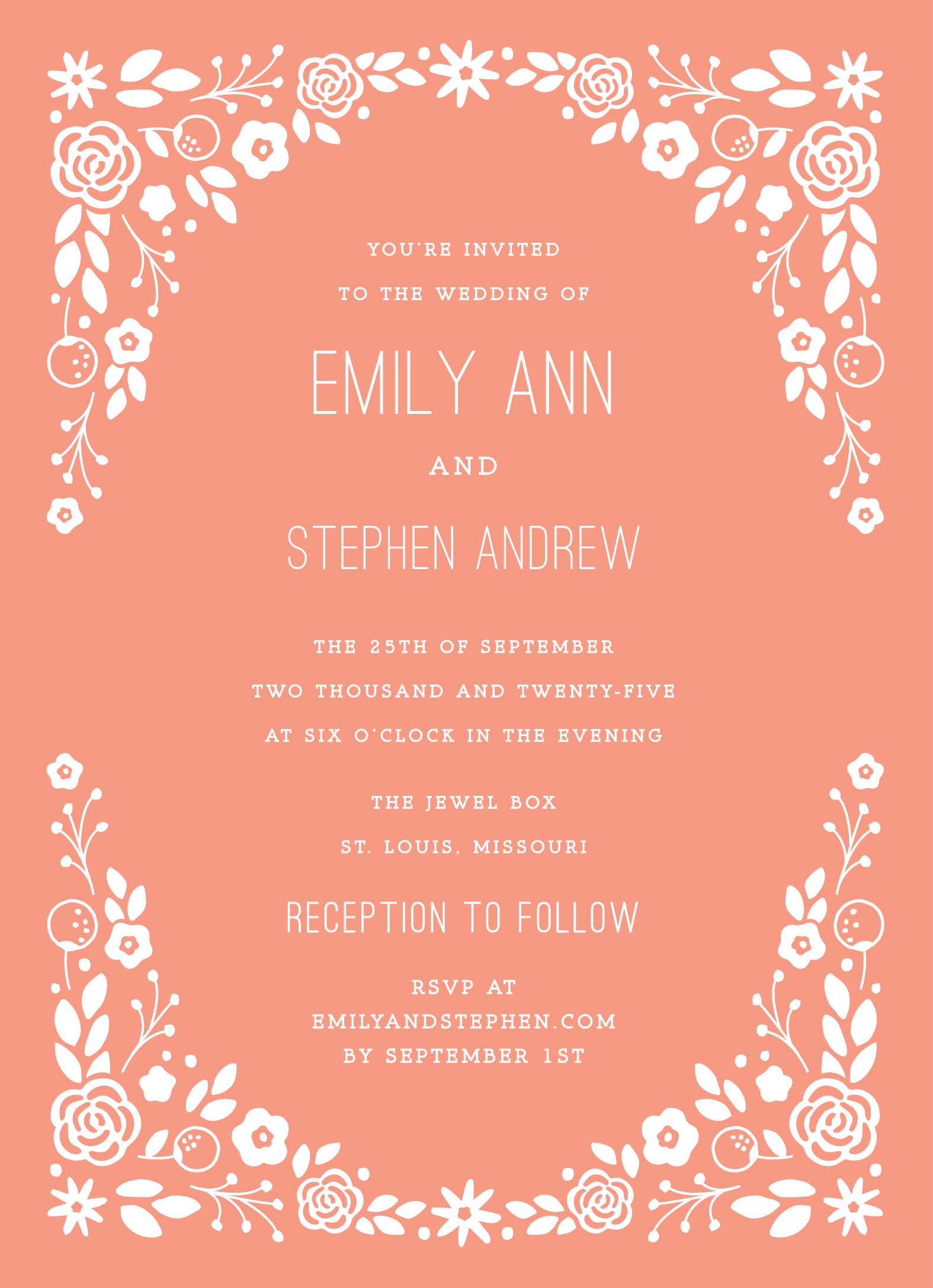 Peachy Florals Invitation