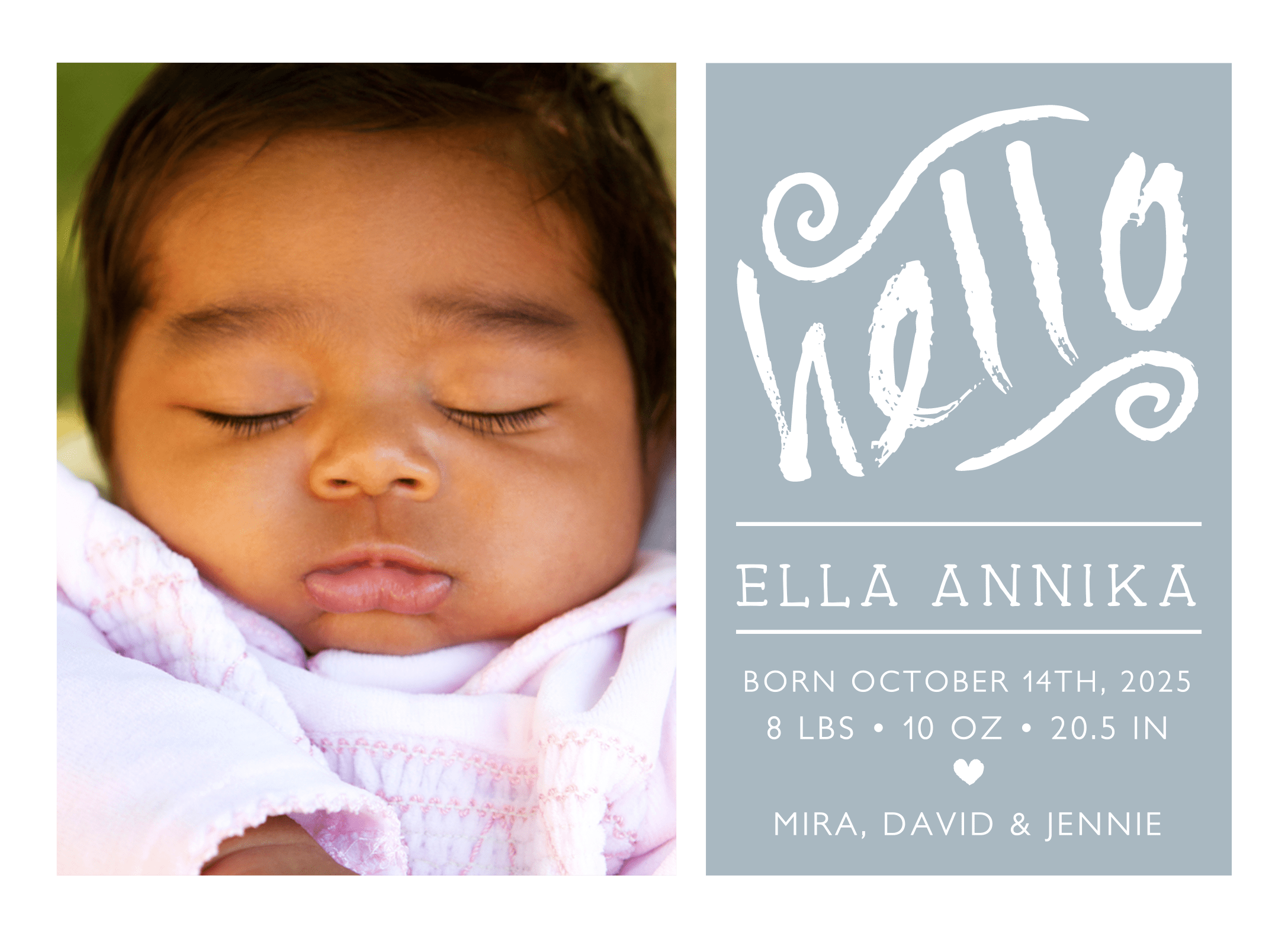 Hello Script Birth Announcement