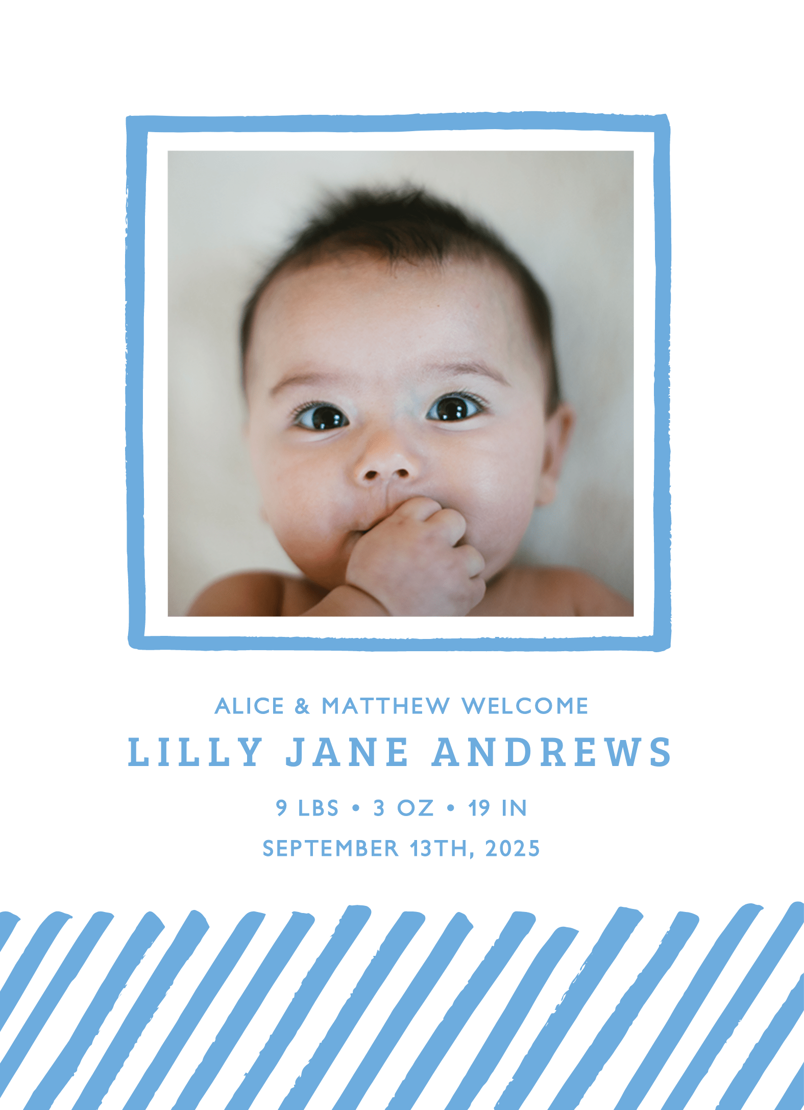 Blue Lines Birth Announcement