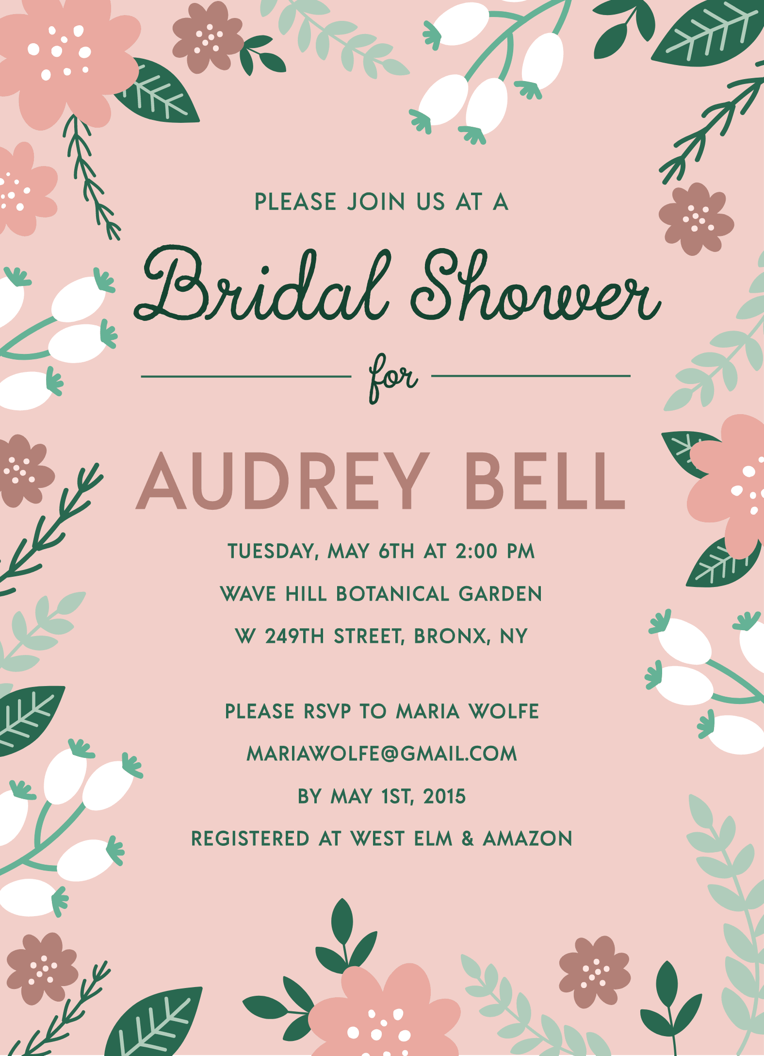 Blush Floral Shower Invite