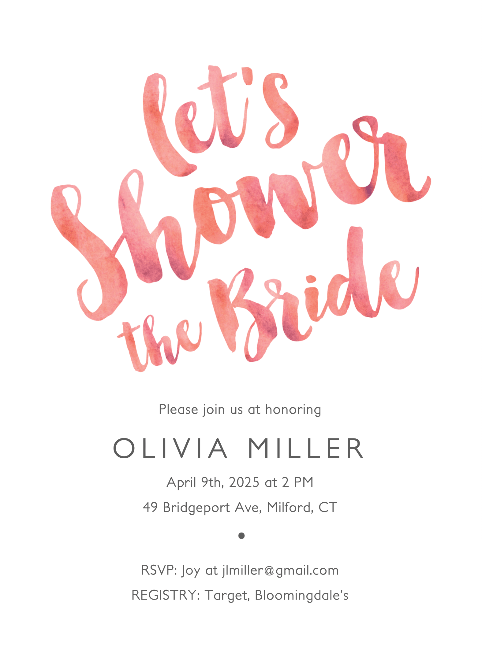 Brush Water Color Shower Invite