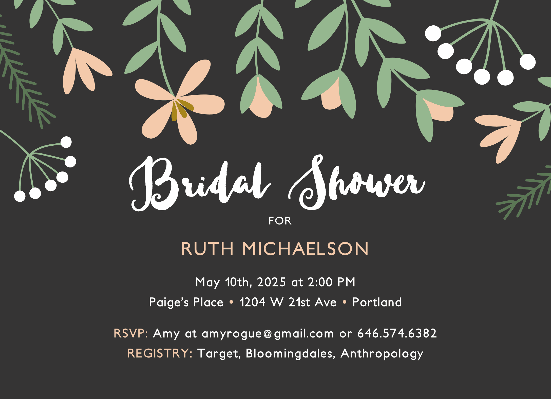 Pink Florals Shower Invite