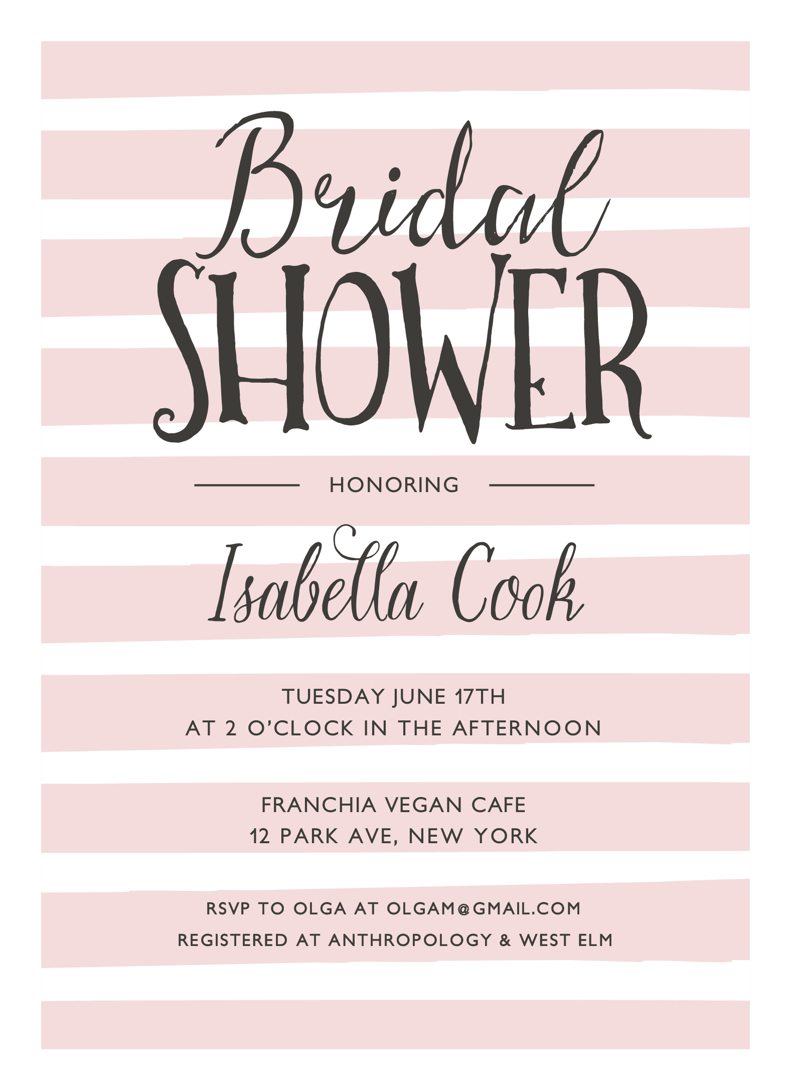 Simple Stripes Shower Invite