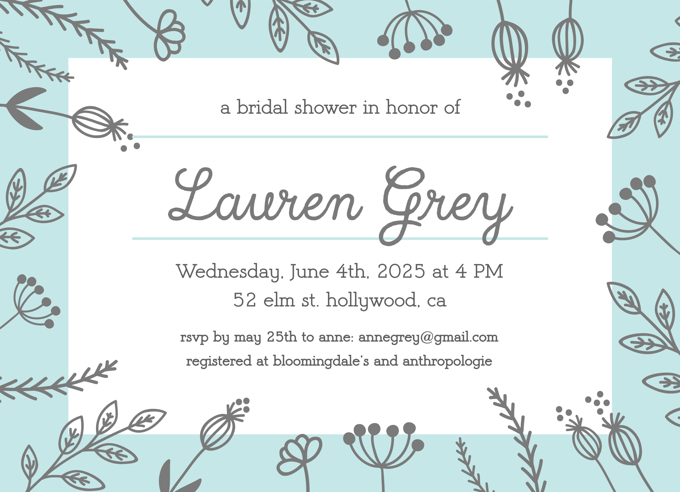 Mint Grey Shower Invite