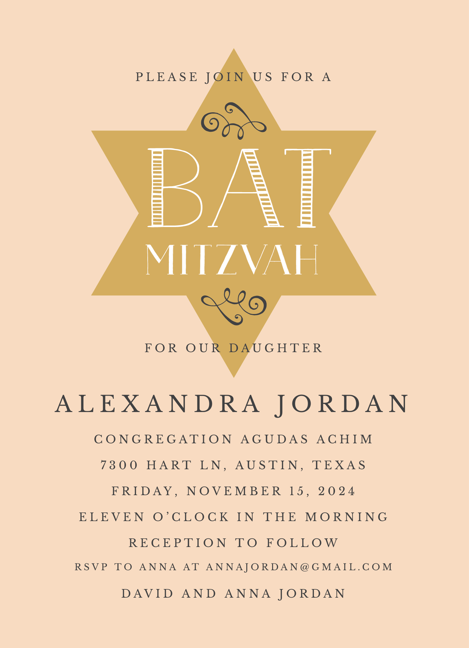 Vintage Star Gold Invite