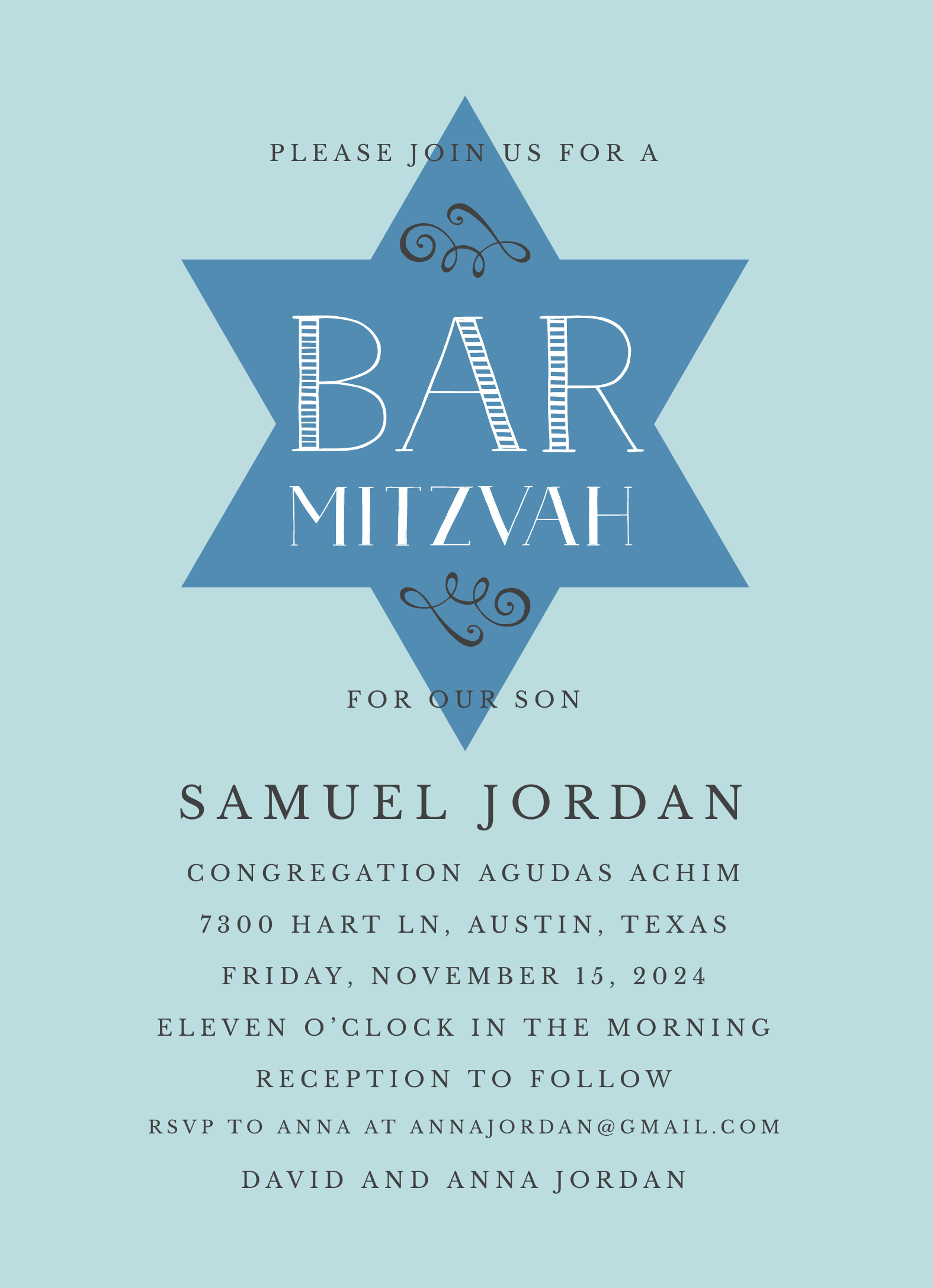 Vintage Star Blue Invite