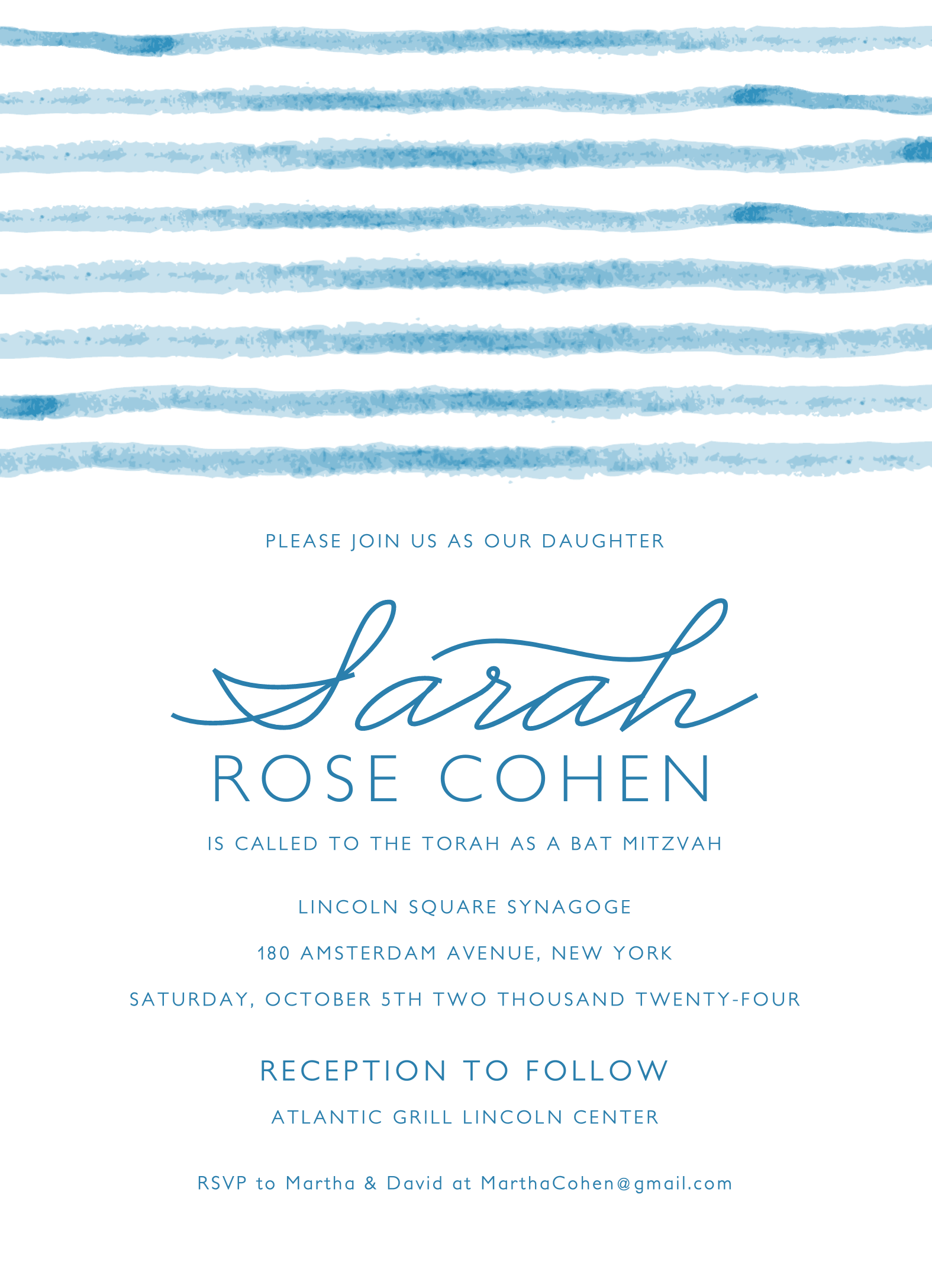 Watercolor Stripes Invite
