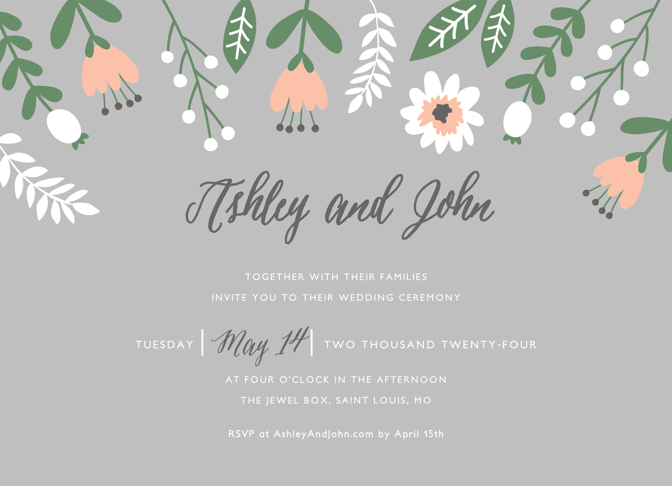 Floral Gray Invite