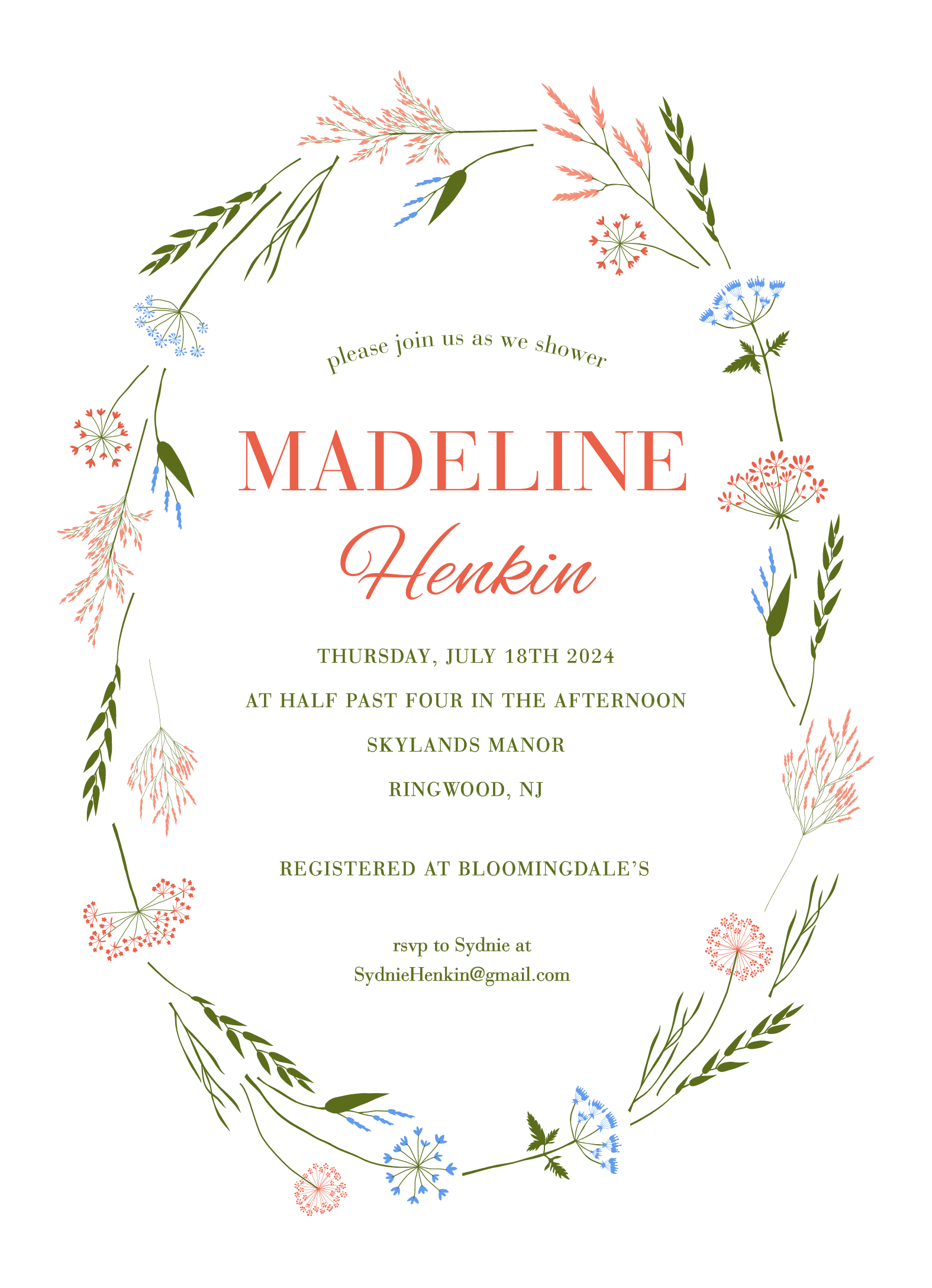 Wildflowers Bridal Shower Invite