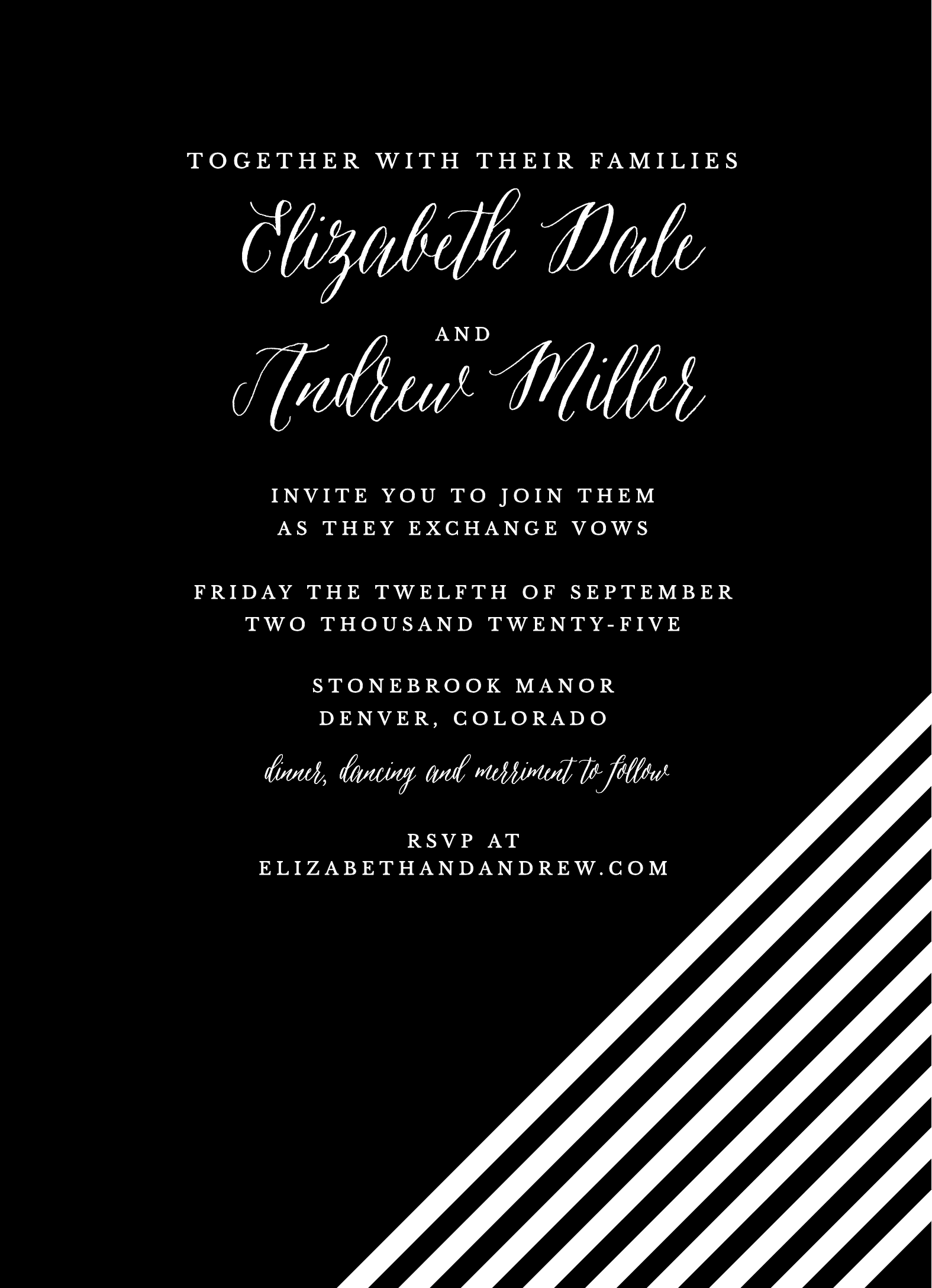 Black White Lines Invite