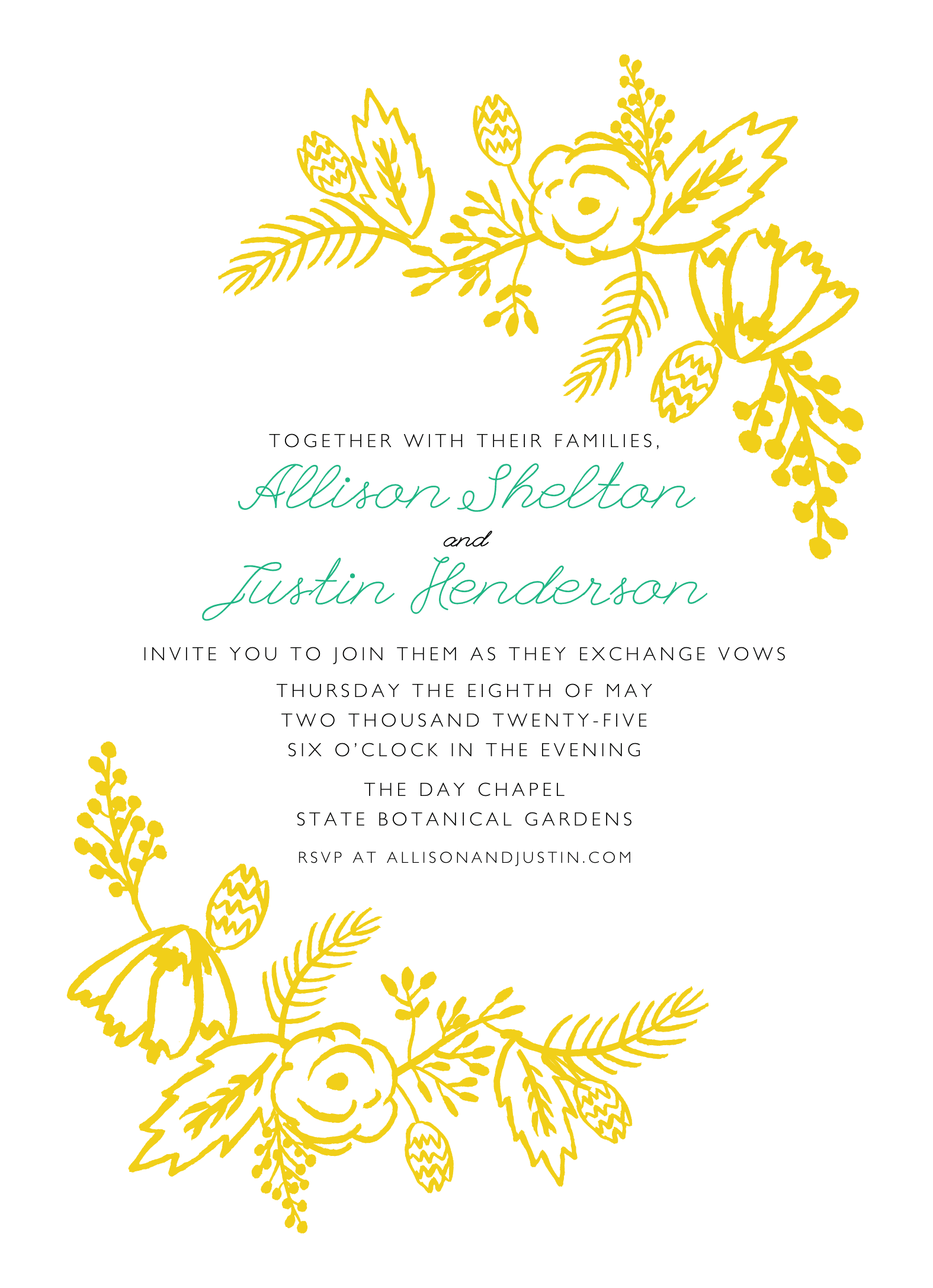 Brush Flowers Invitation