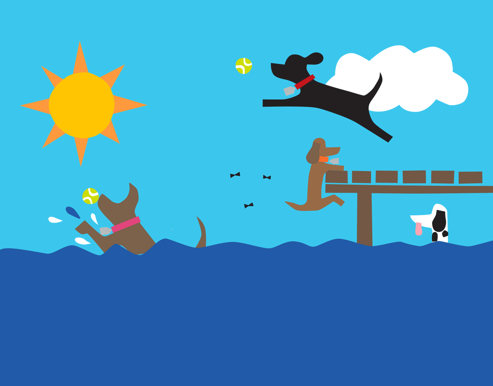 Dogs In The Lake