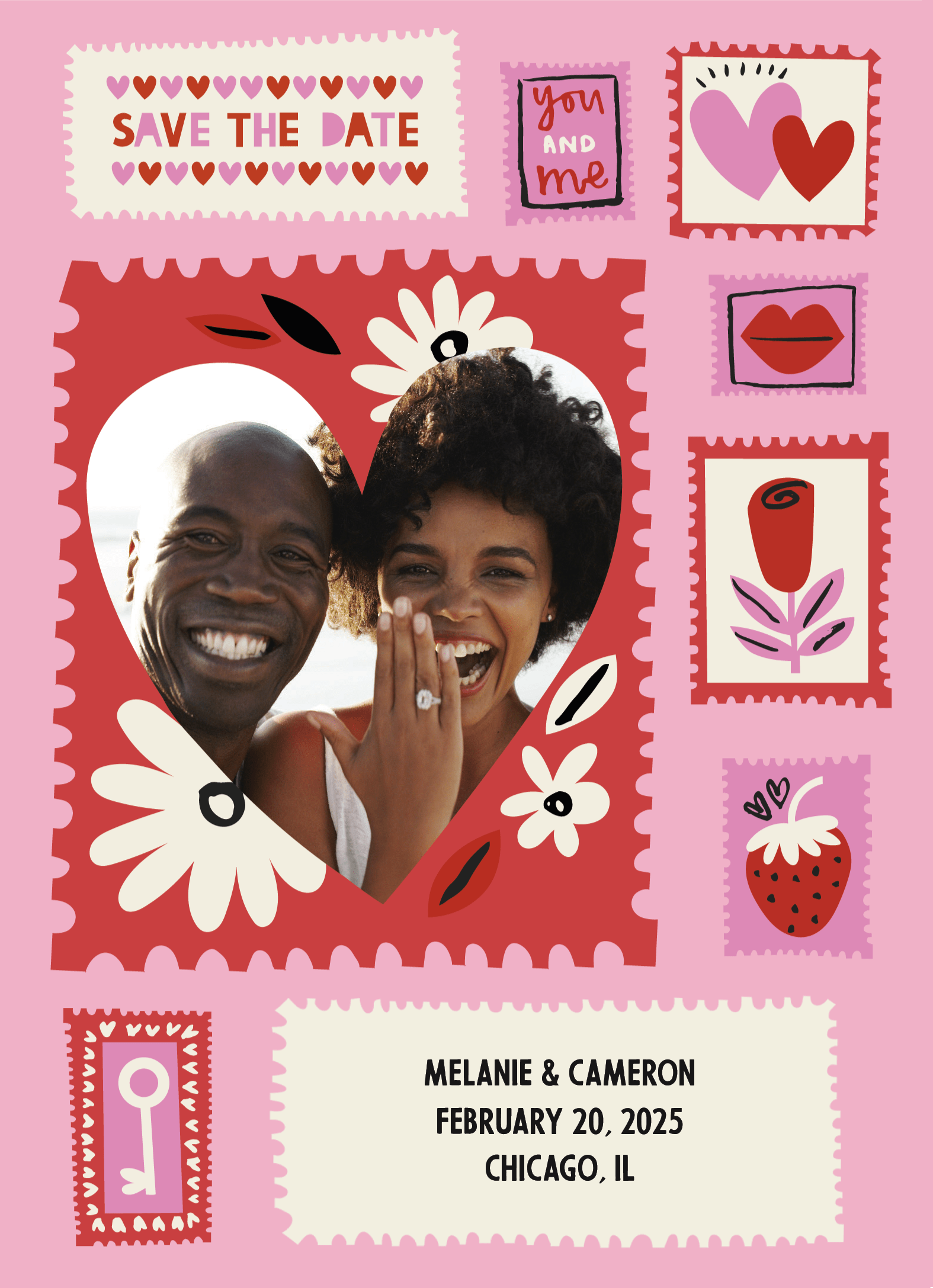 Pink Stamp Save The Date