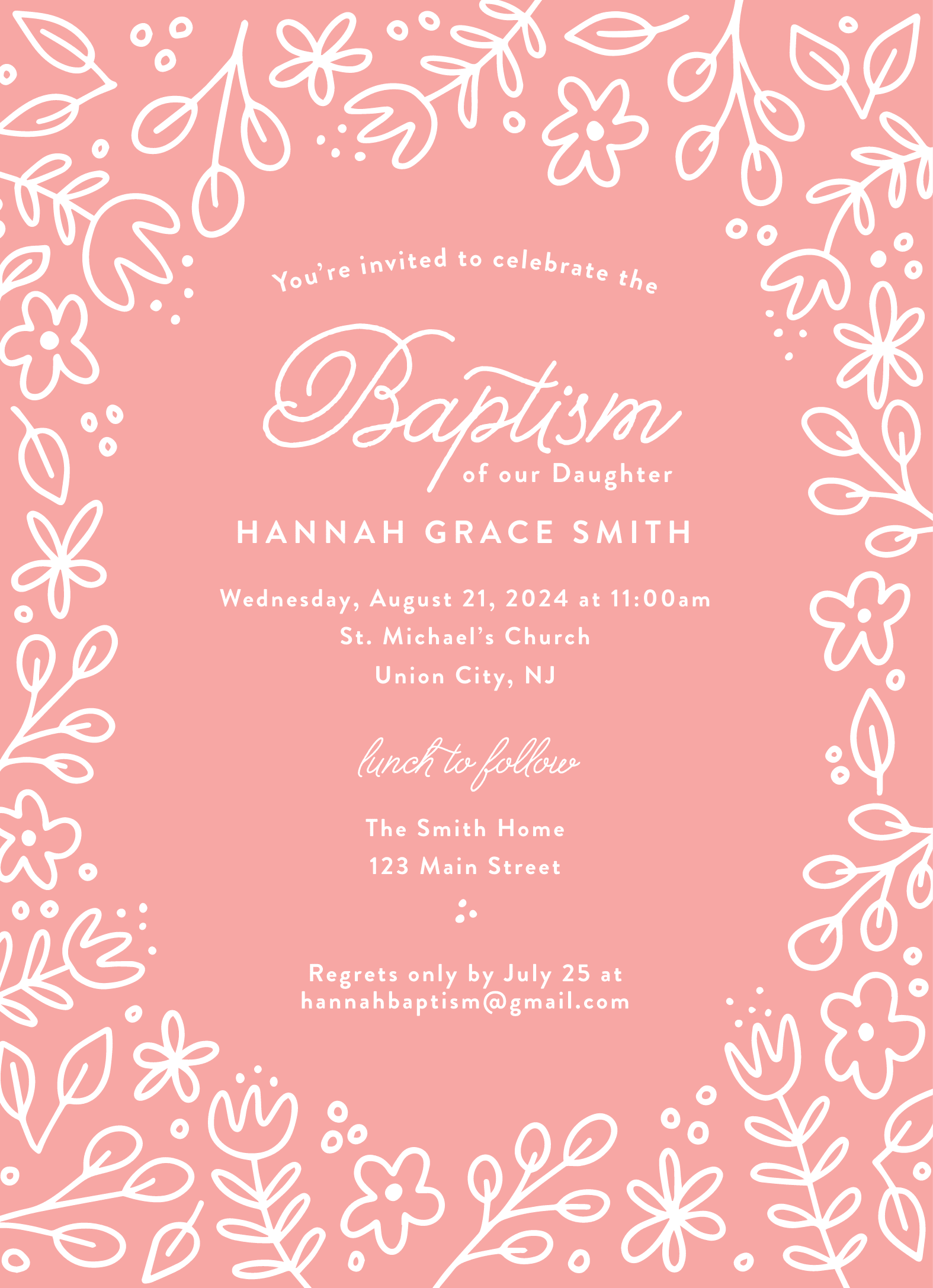 Pink Floral Baptism