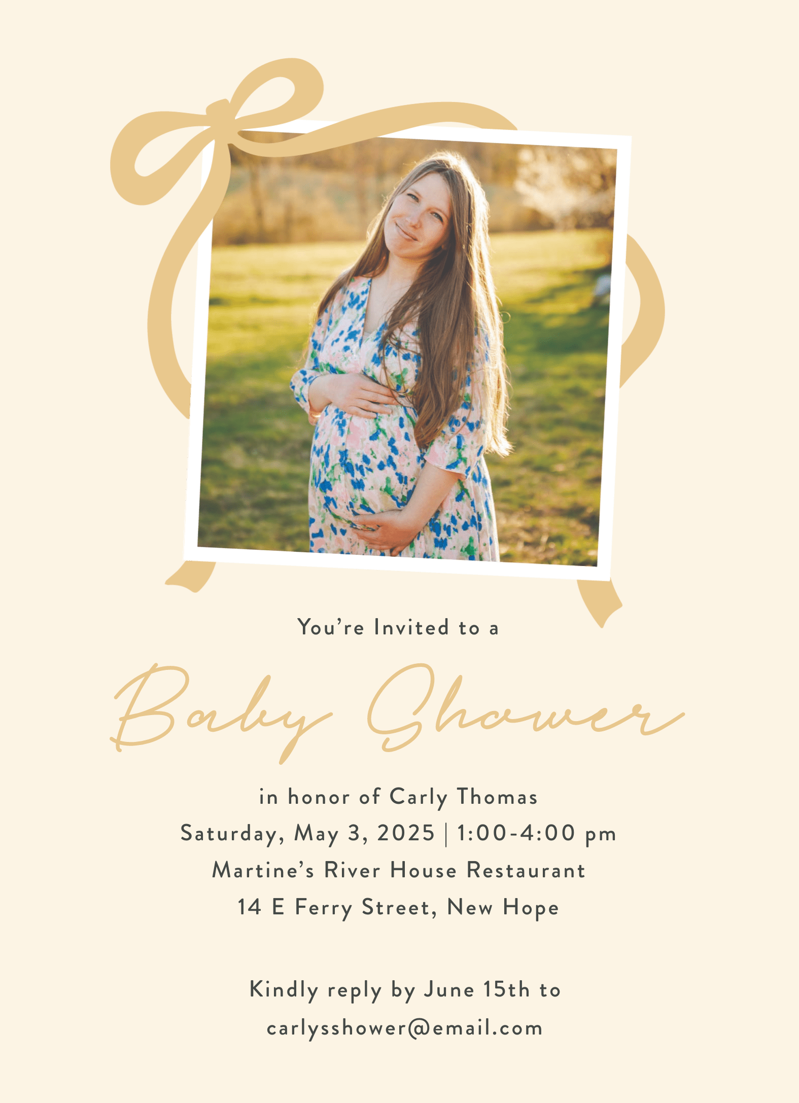 Bow Frame Baby Shower Invite
