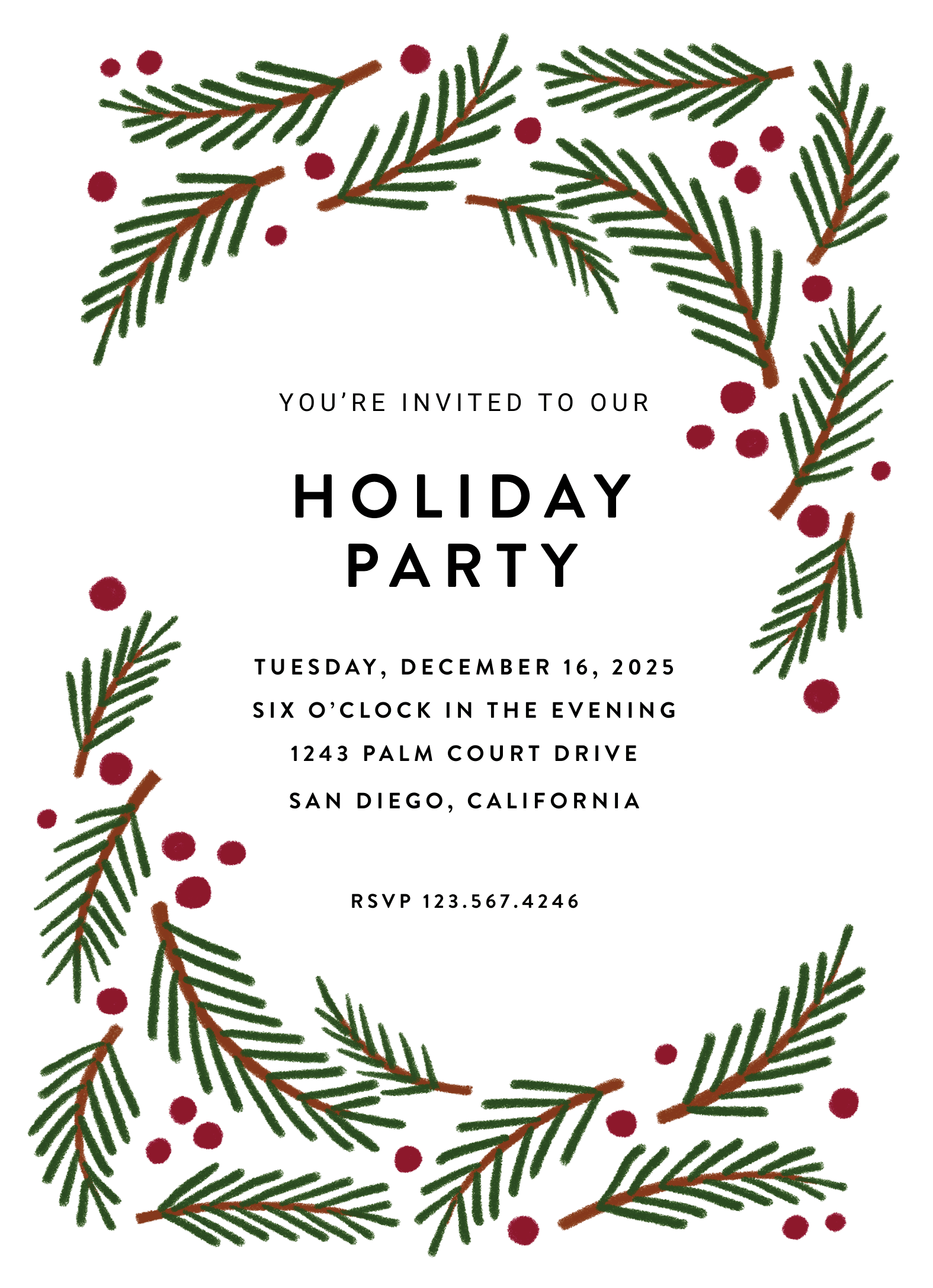 Festive Branches Invite
