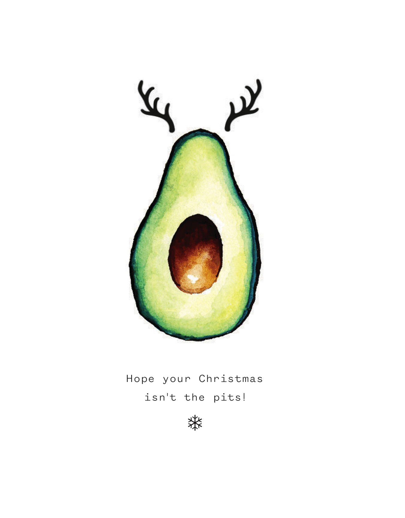 Avocado Christmas Folded Christmas Card | Postable | Postable