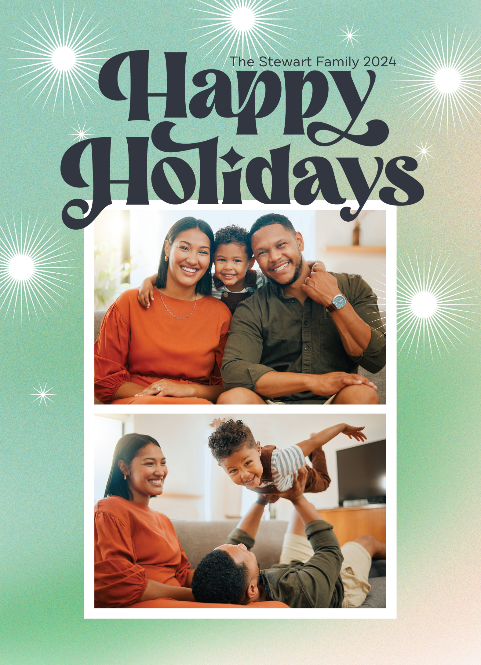 Retro Aura Green Happy Holidays
