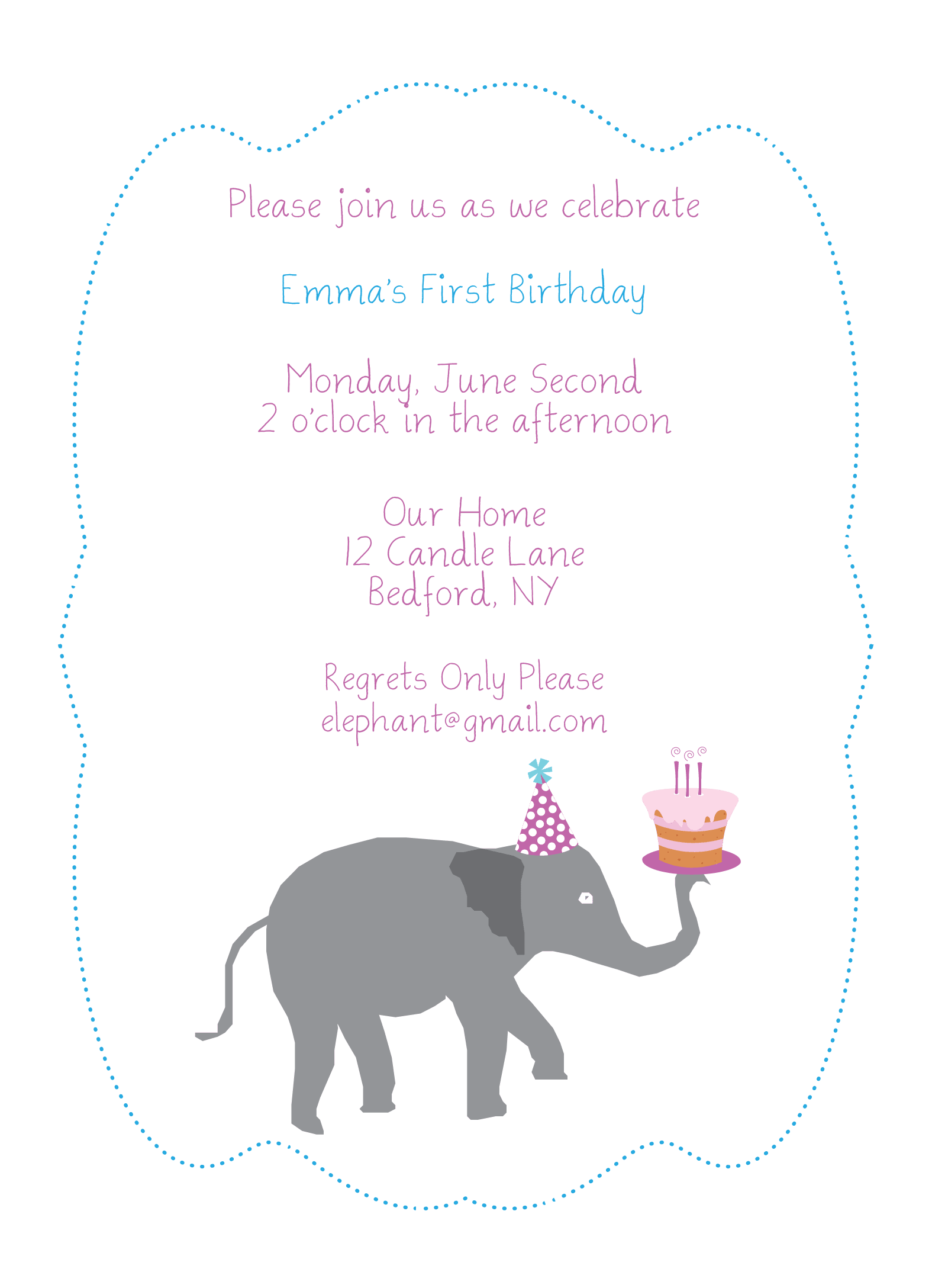 Elephant Cake Invite