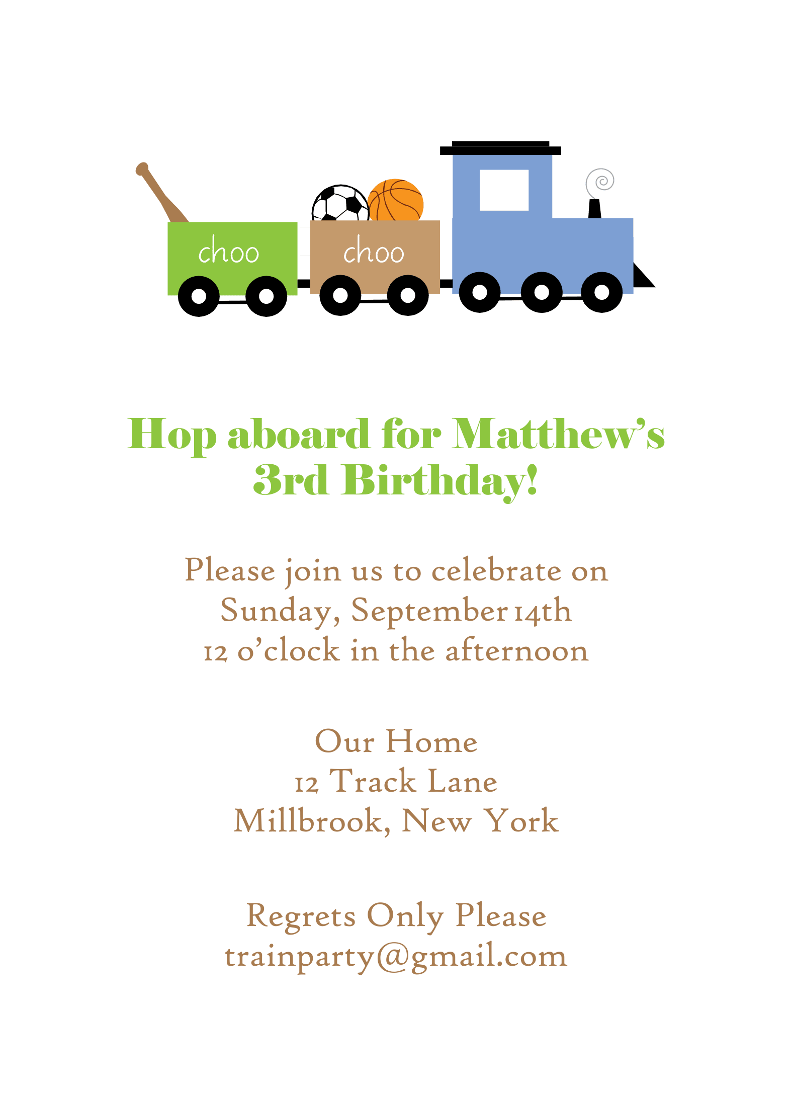 Train Birthday Invite