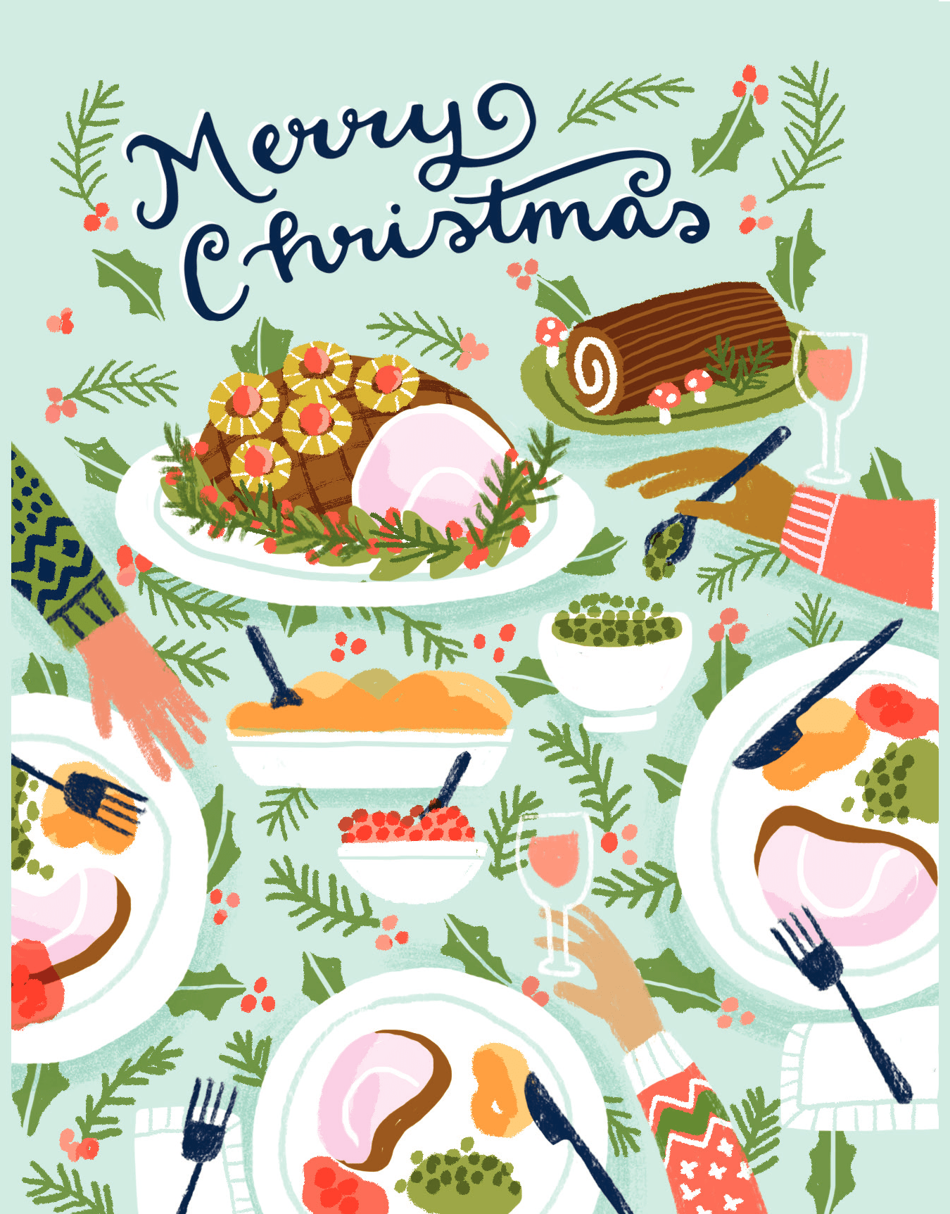 Merry Christmas Festive Feast Christmas Card | Postable | Postable