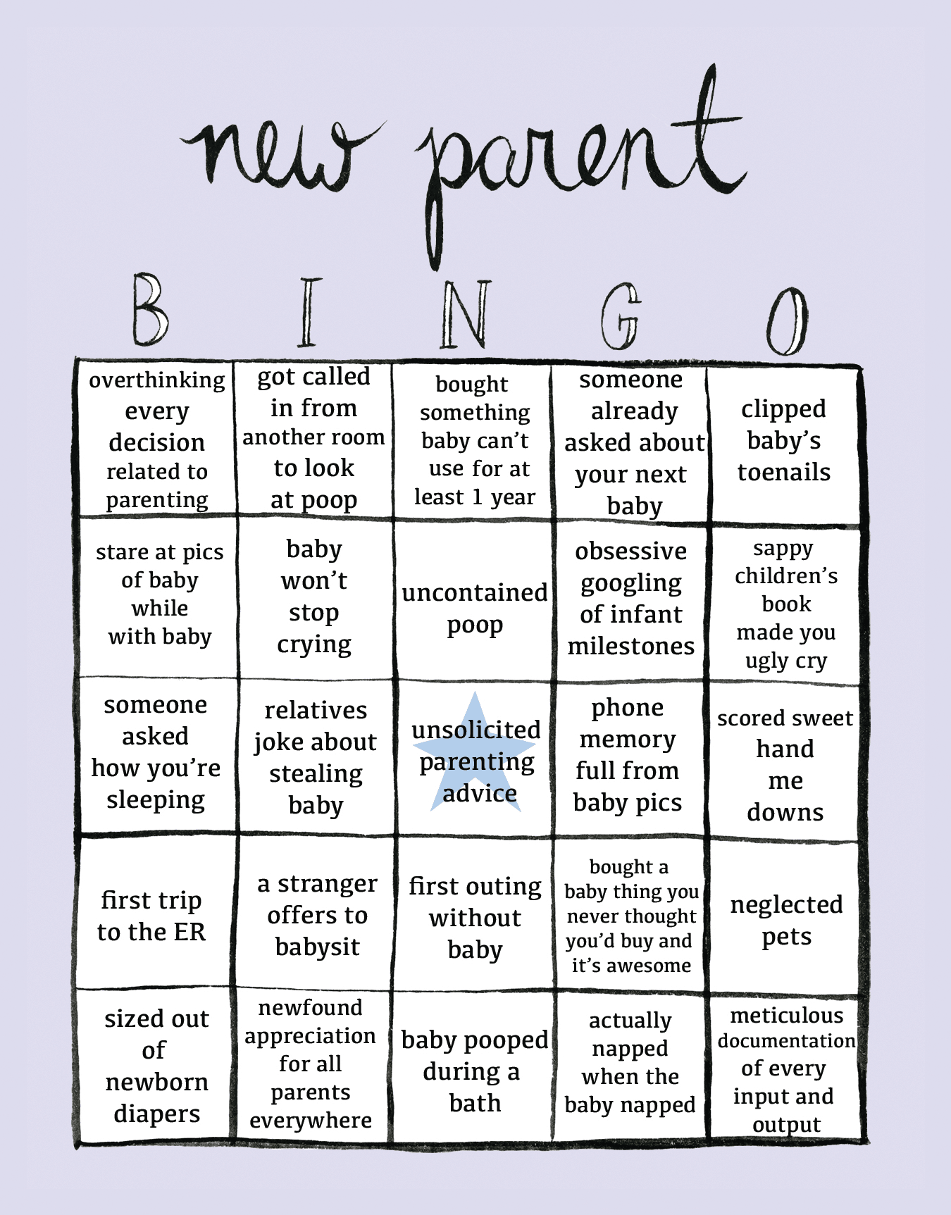 New Parent Bingo