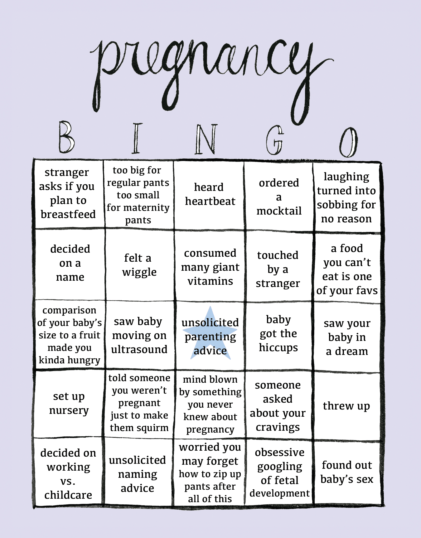 Pregnancy Bingo
