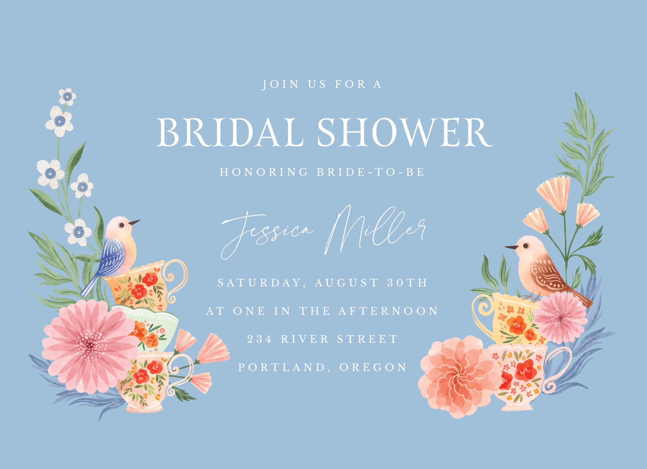 Garden Tea Party Blue Bridal Shower