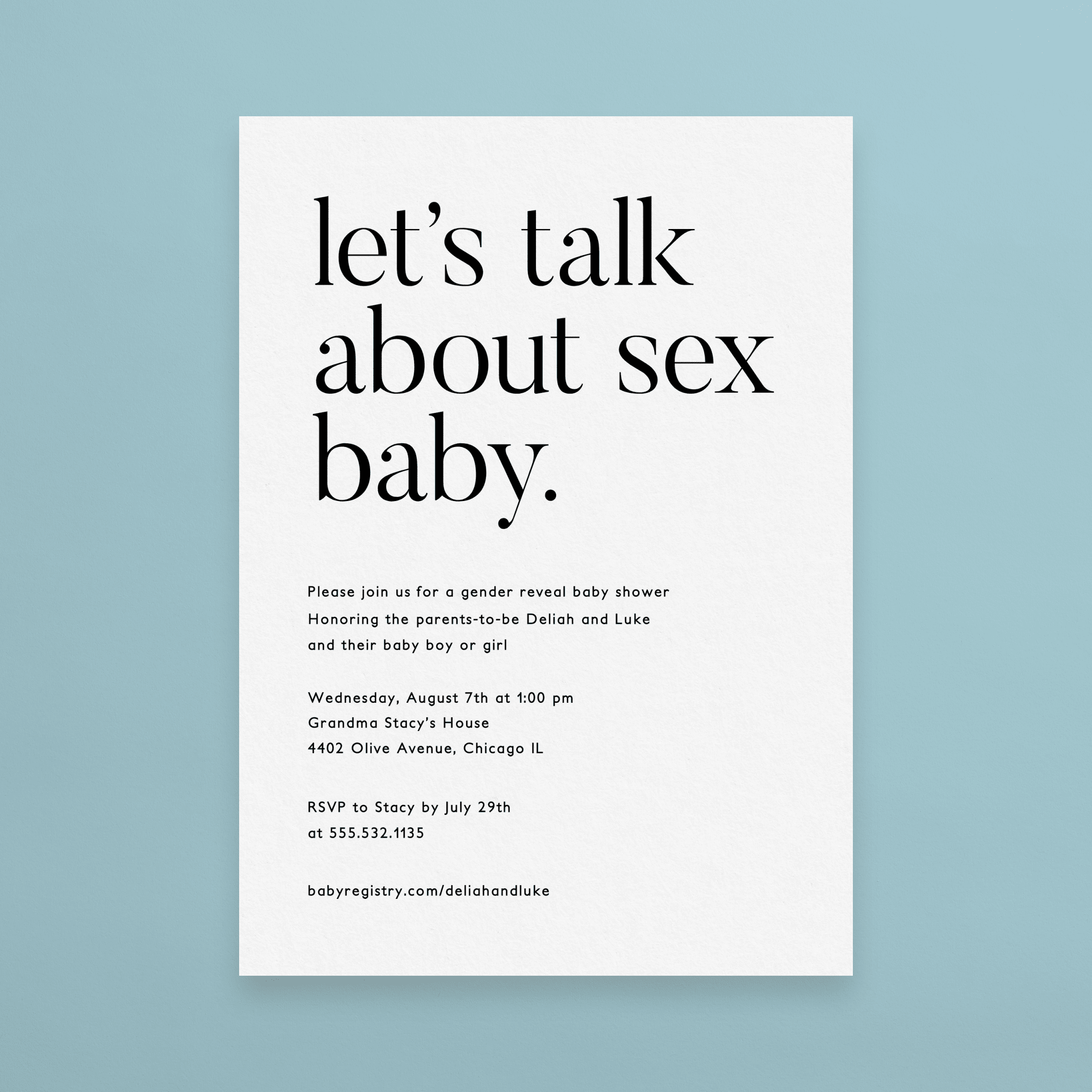 Let's Talk About Sex Baby Shower Invitations Card