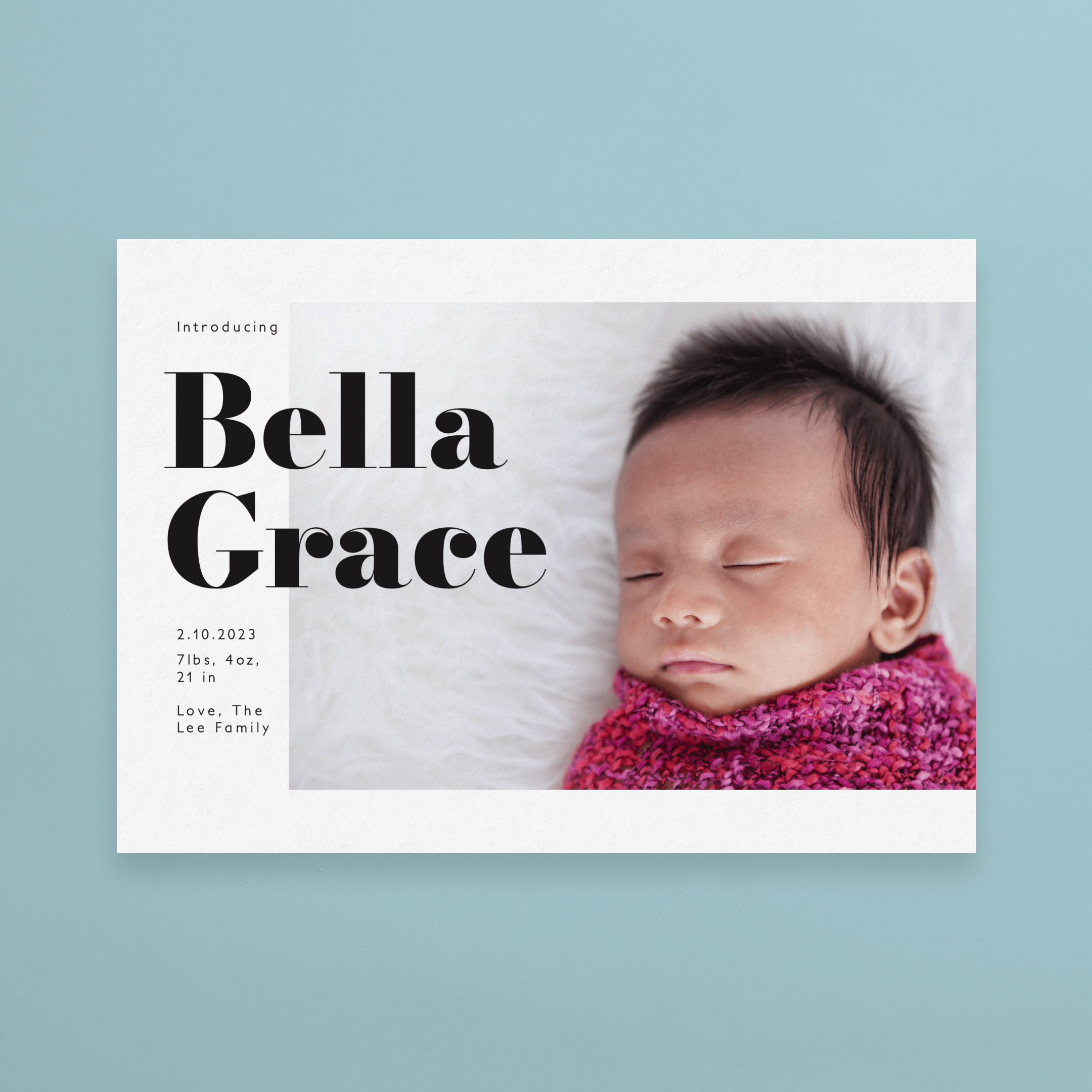 Hello Baby Blue Birth Announcement