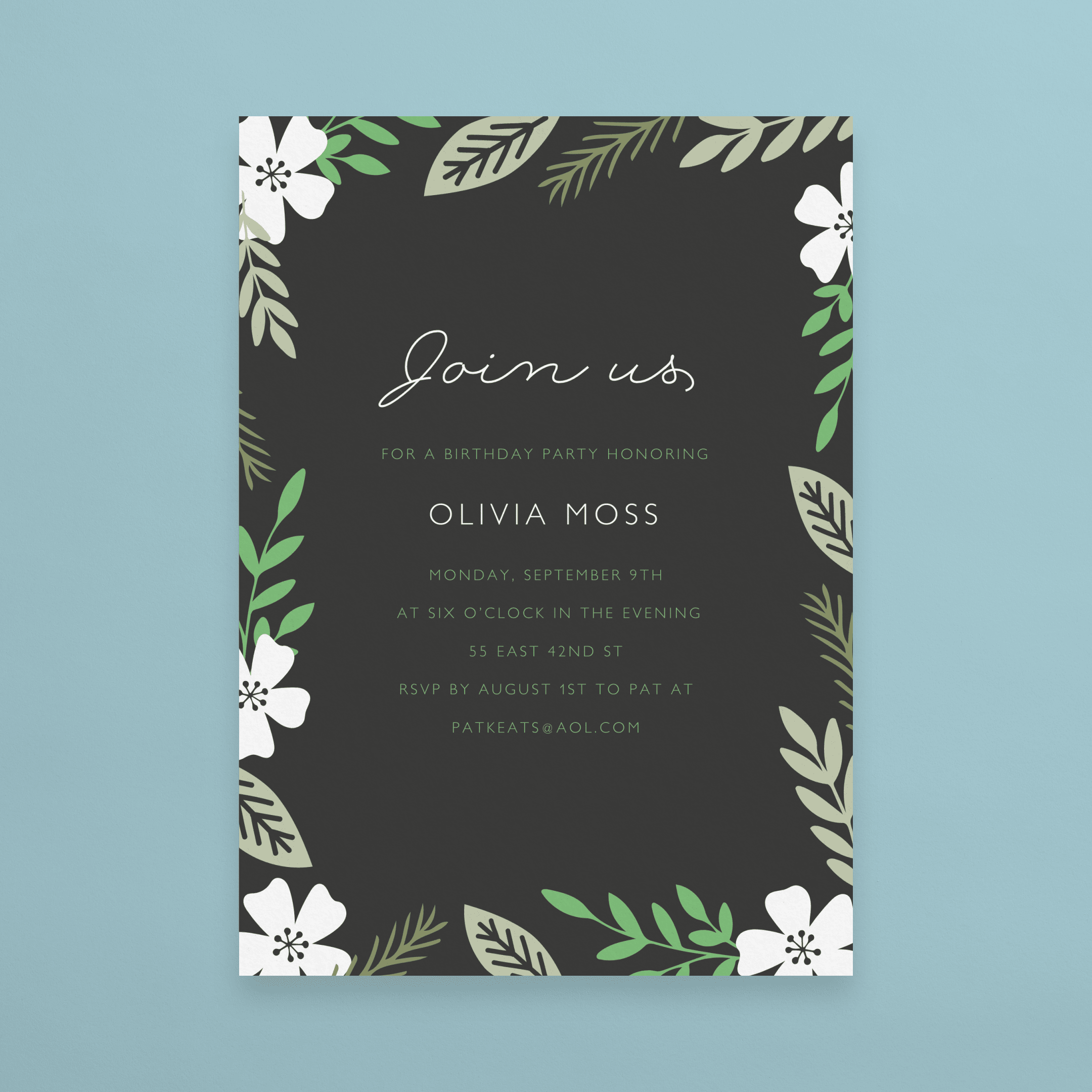 5 x 7 Moss Green Postcard Blanks with Envelopes