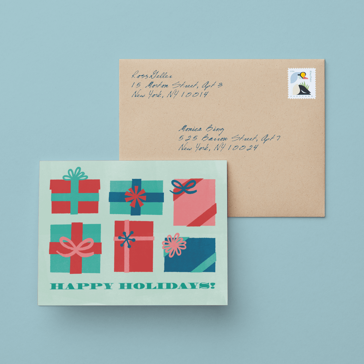 Stay Warm And Cozy Folded Holiday Card, Postable